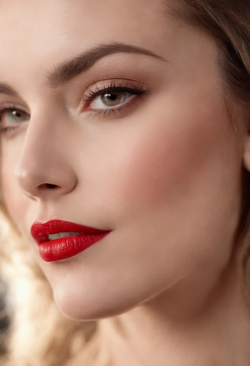 a close up of a womans exuding sensual charming red lips, juicy and lusting