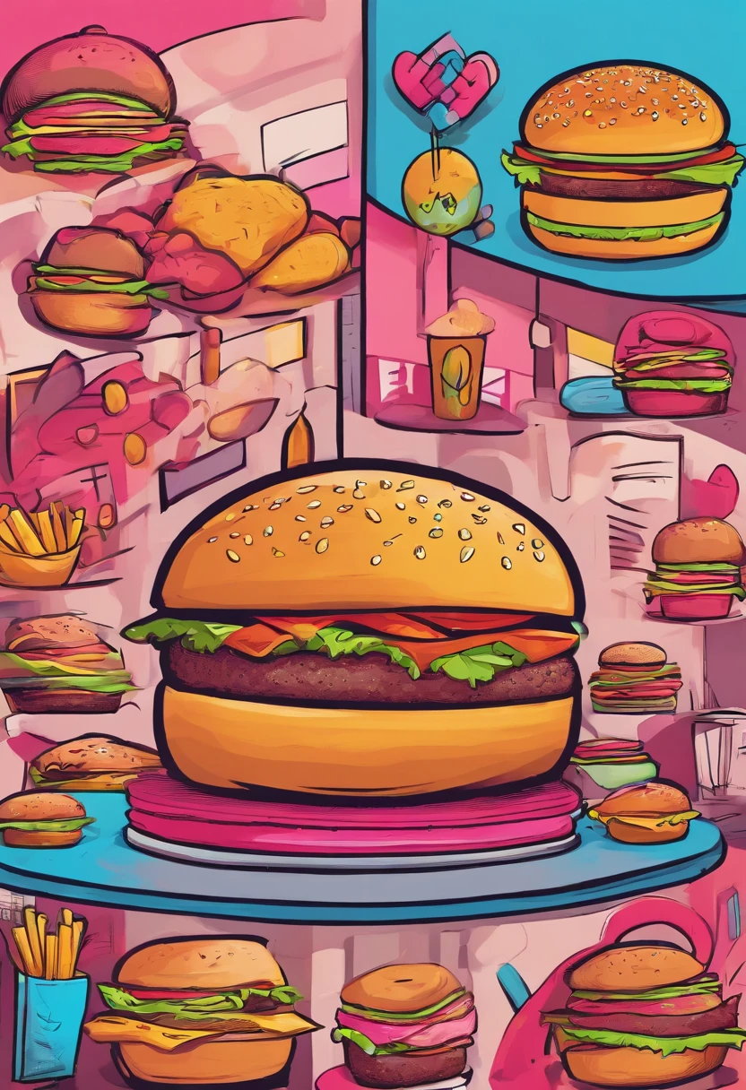 Make a logo with a burger xis, the buns are pink