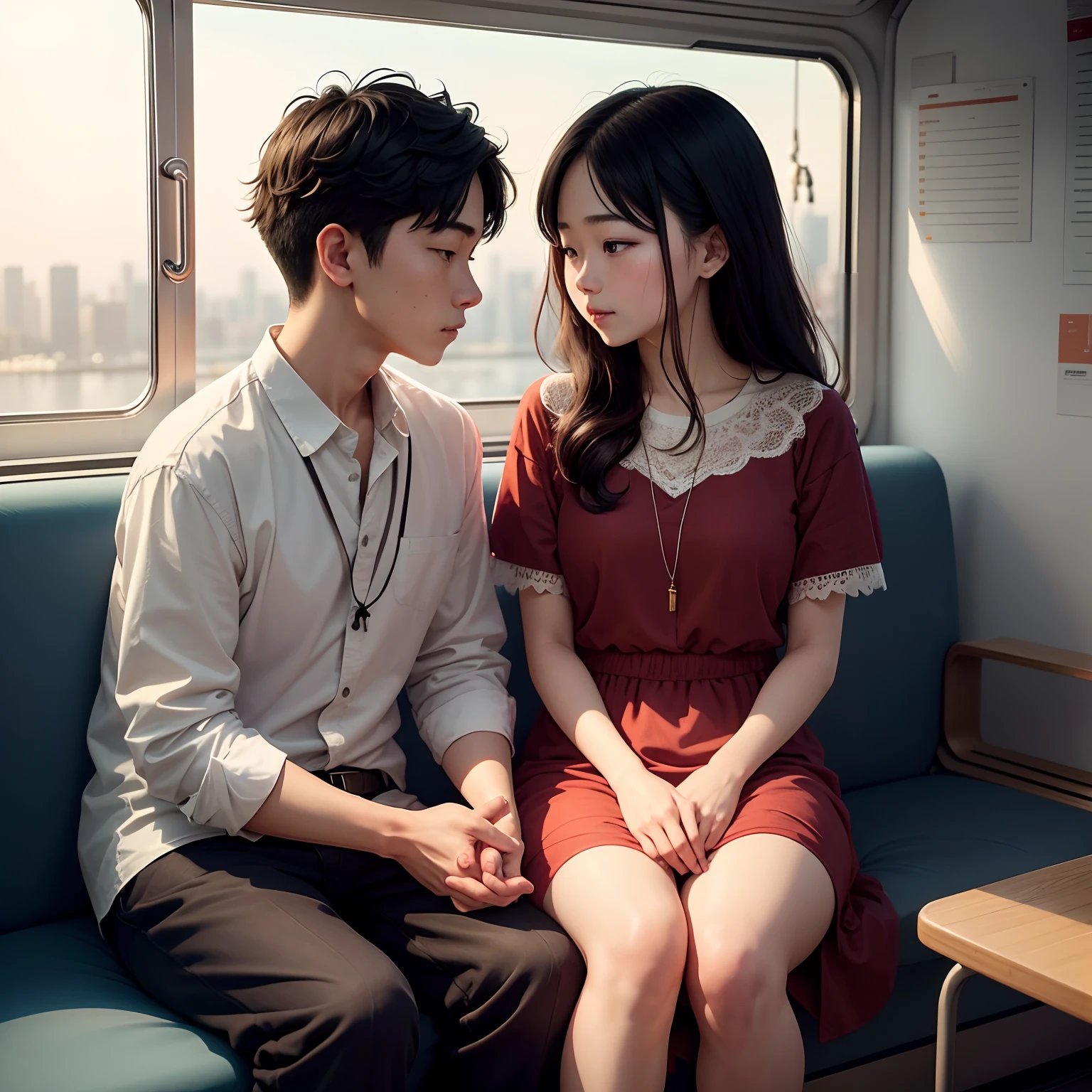 Stayed，The girl felt a little embarrassed and sad。She asked the boy why he wouldn't kiss her，The boy was silent for a moment，Finally spoke his mind："I don't think we know enough about each other，I don't want to make a rash decision，I hope to get to know each other first，Then decide if you want to be together。After the girl listened，I feel that the boy is very mature and trustworthy，ao mesmo tempo，She is also deeply aware of the shortcomings between the two and the areas that need to be worked on。

Right at this moment，Another beautiful woman stepped forward，Say to the two："Actually came here，I'm also looking for an answer。She told the two about how she once loved someone，But because each other's values and lifestyles are different，It ultimately failed。But she thinks it was a valuable experience，Because she has experienced the pain of love，Be more aware of what you really want，And how it should be pursued。

The three spent an unforgettable night on the Ferris wheel，They are no longer just pursuing love，It's about realizing that love needs a deeper meaning and a more solid foundation。They also feel，It was a precious experience and growth，Make their lives richer and more meaningful。