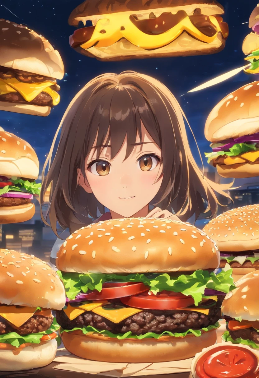 Make a logo with a realistic cheeseburger with the black bread xis,