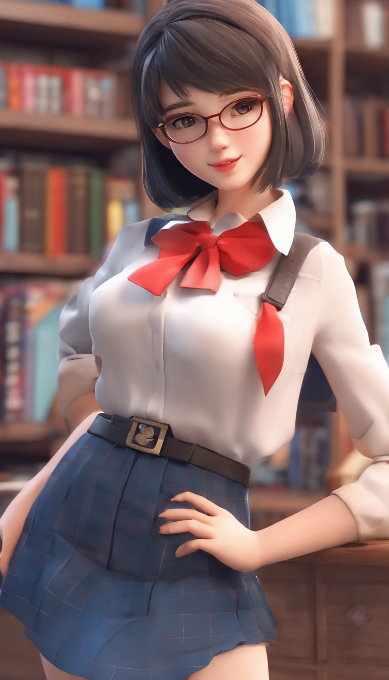 hi-school girl　huge tit　Upper eyes　Sweating　the skin is white　A dark-haired　short-hair　Skirt checked blue and red　a short skirt　full bodyesbian　Lustrous skin　has freckles　Wearing glasses