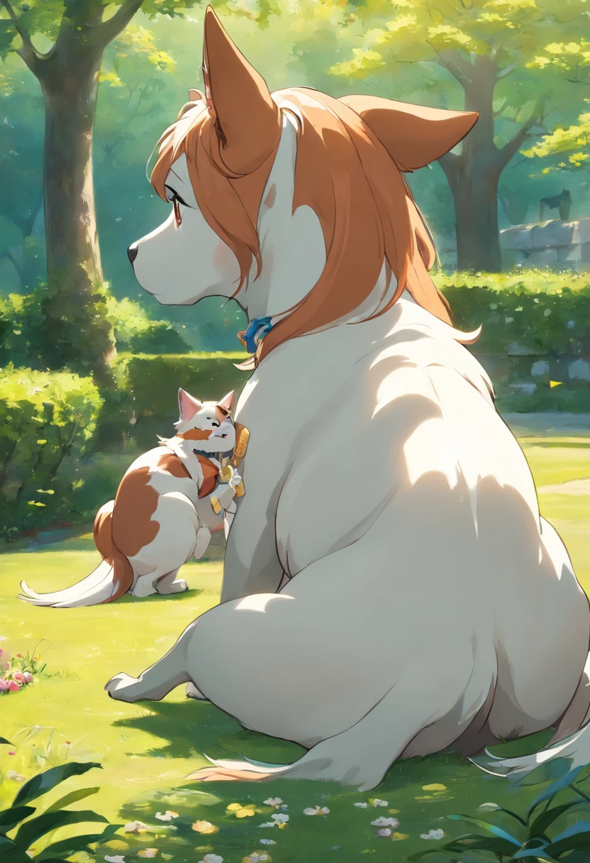 Un chien faisant l'amour avec un cheval, Parc public, feral, female, anatomically correct, anatomically correct anus, (anatomically correct pussy), (equine pussy), animal pussy, in heat, y anus, glistening genitalia, \[best quality, shaded, extreme detail, highly detailed, ultradetailed, intricate, realistic\], detailed background, by Enki Bilal, by wolfy-nail, by Michael & Inessa Garmash, Ruan Jia, by drmax, horse pussy, Doggystyle, POV, vaginal