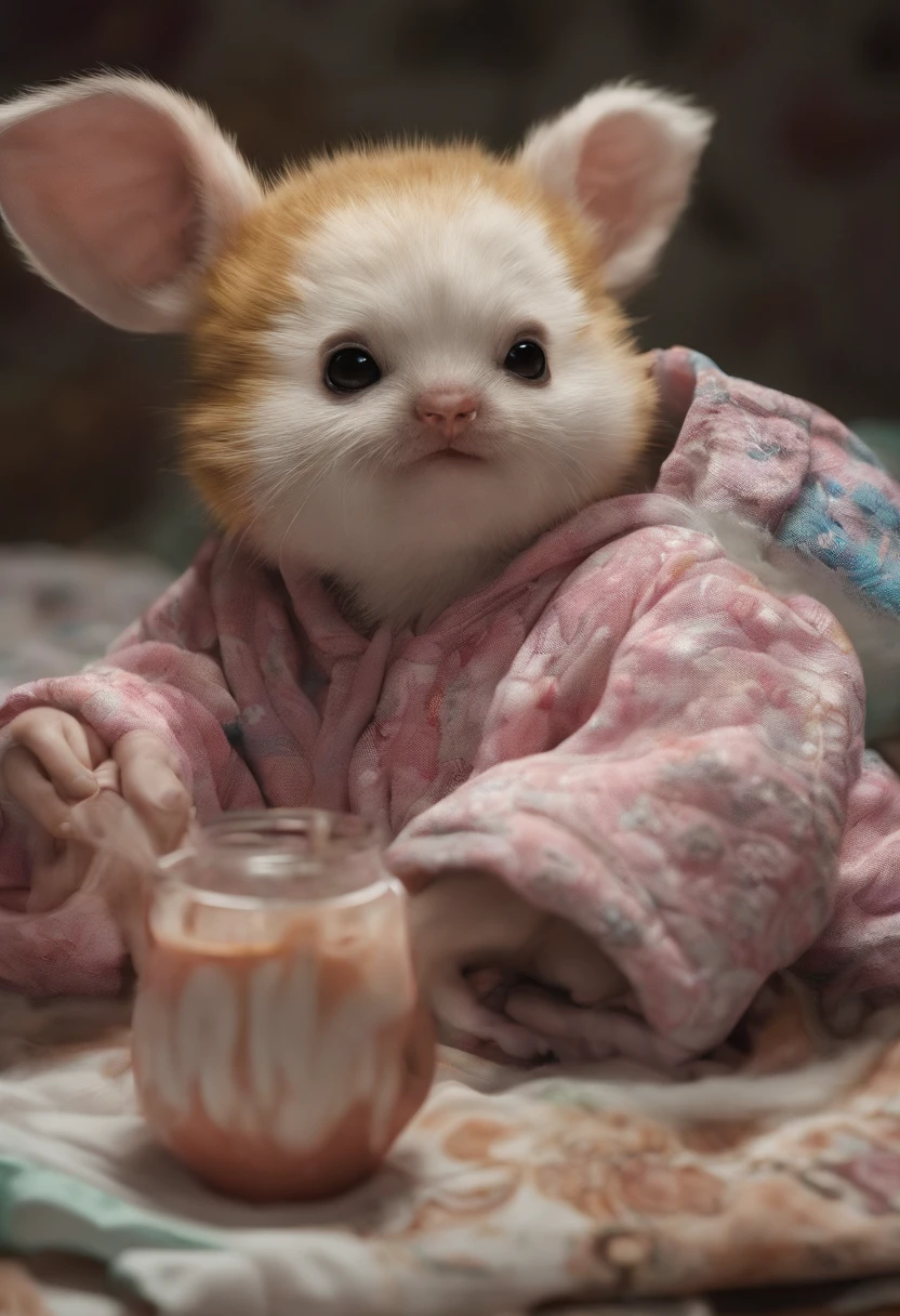 One in pajamas,With a hat on,Full of sleepiness,Has dark circles,Cute IP image