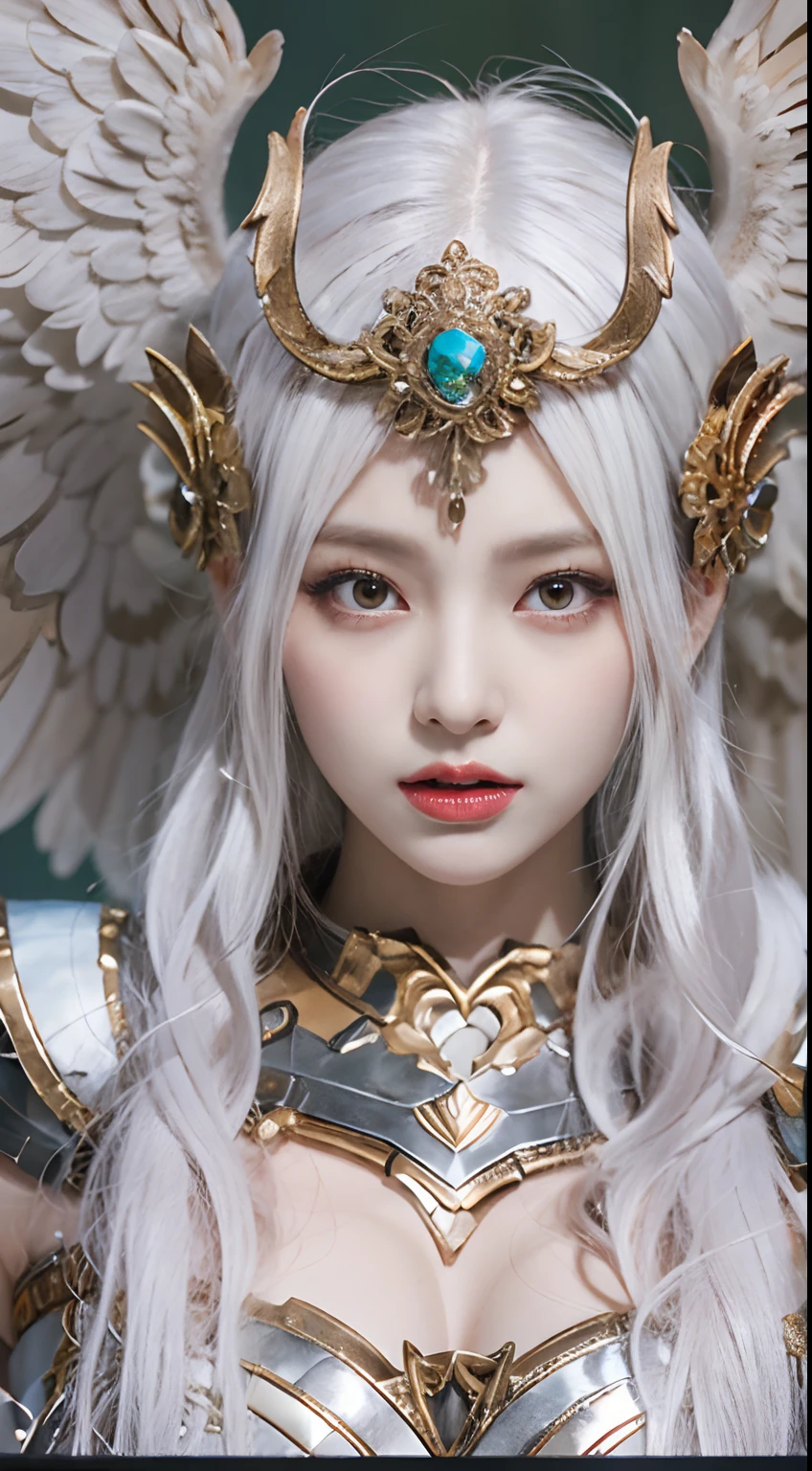 （8K，Best picture quality：1.2），（tmasterpiece：1.37），（photore，realisticlying：1.37），（超高分辨率），((1girll))， [Chinese|Russian|Japanese|Korean]，A half body，(White wings)，Shooting from front，Slow motion，Female paladins dressed in full body，（Light silver armor：1.2），（Gorgeous ta costume armor），（insanely details，blooms：1.5），（simulating：1.2），（High- sharpness），（detailedpupils：1.1），detailed faces and eyes，（Highly detailed photo：1.1）， （longblackhair，pony tails，ecstasy：1.1），  realisticlying， Real Shadow， 。.3D， （a temple background：1.2），