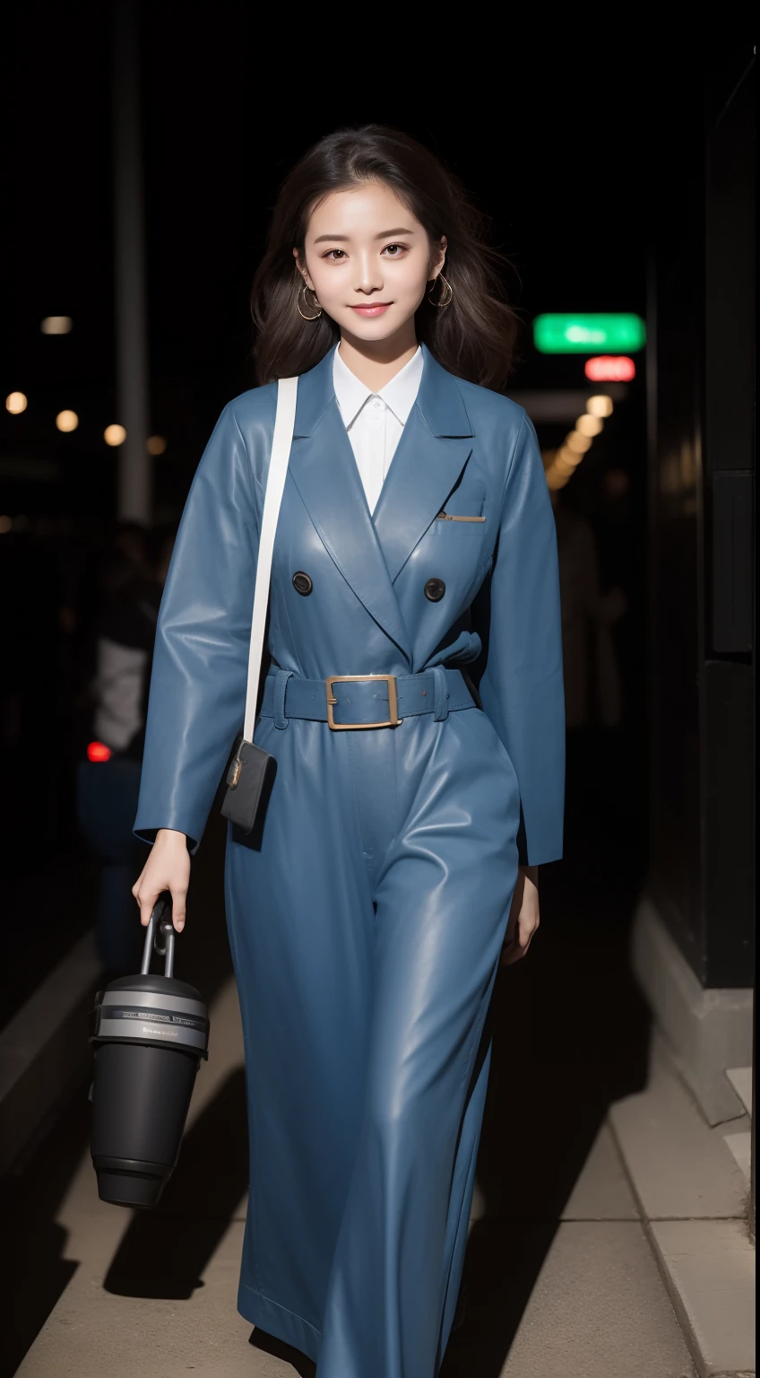 (8K分辨率,Full-body photos),(1womanl,age 22,((rosto magro,Flushed face,delicated face,详细的脸),Slightly squinted eyes,Seductive smile,(Single ponytail,Long hair micro-curls)),Fair smooth skin,(Best Skin Type:1.21),busty figure,((Bespoke slim suit,White shirt,No underwear,vacuum,Free bumps,denim pant,leather boots(High-grade materials,Light and breathable),Thin leather belt,Metal necklace,jewely),Tall and tall,(dancing posture,Naturally placed hands),delicate artwork,perfect hand,Ultra-fine clothing material),(Urban street background,Shuttling crowds,Exquisite setup details),(Professional lighting,Artistic lighting),((Dress neutrally,Material contrast,Contrast in fit,Color contrast,Uniform tones,))),(Golden section,Cinema lenses,Hasselblad photograp,tmasterpiece:1.3),(advanced art,High-end street wear,Official propaganda,Art platform)