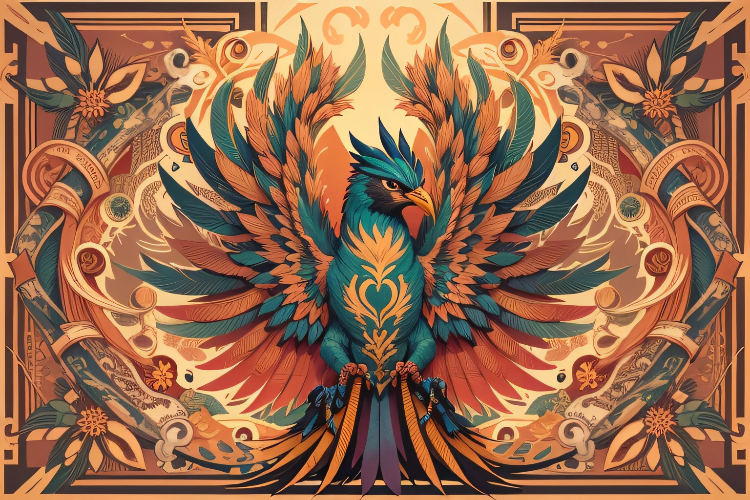 Eduardo Rodriguez Calzado style,Phoenix bird