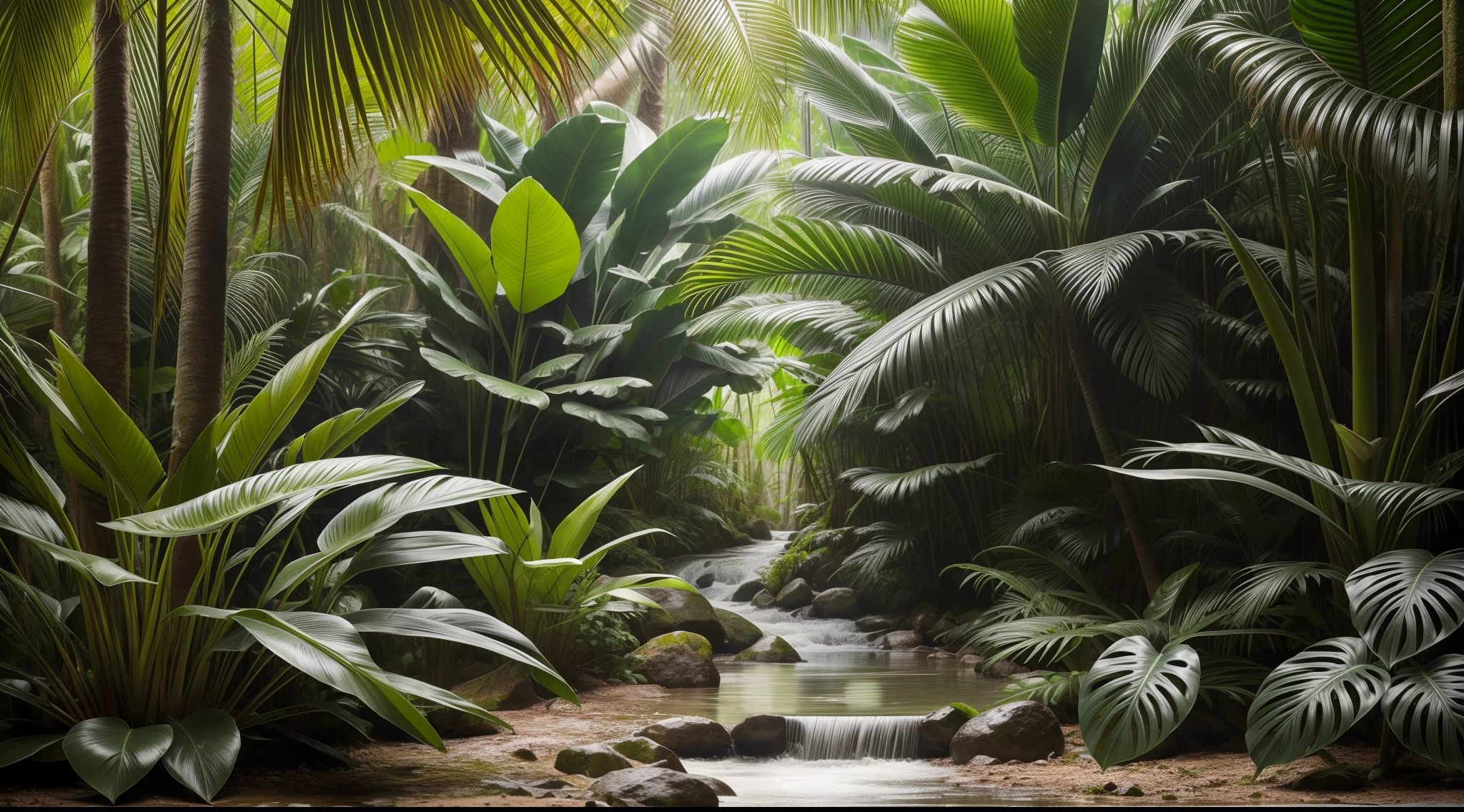 Tropical plants, tropical rainforest, (Photorealsitic:1.4), top-quality, masterpiece, ultra-detailliert, Raw photo