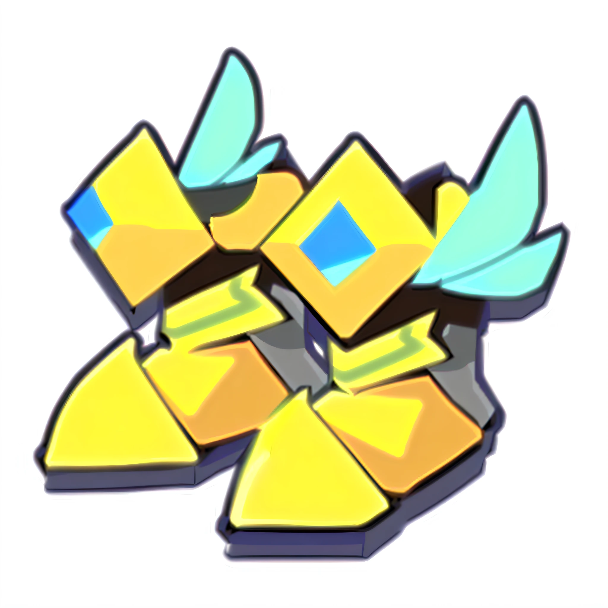 A cartoon image of a bunch of boxes with wings, stylized material bssrdf, white metal neocubism armor, style of duelyst, Mecha wings, heavy boots, steal armors, cyber fight armor, robot dragon feet, shiny hi tech armor, sleek glowing armor, game icon stylized, character icon, epic legends game icon