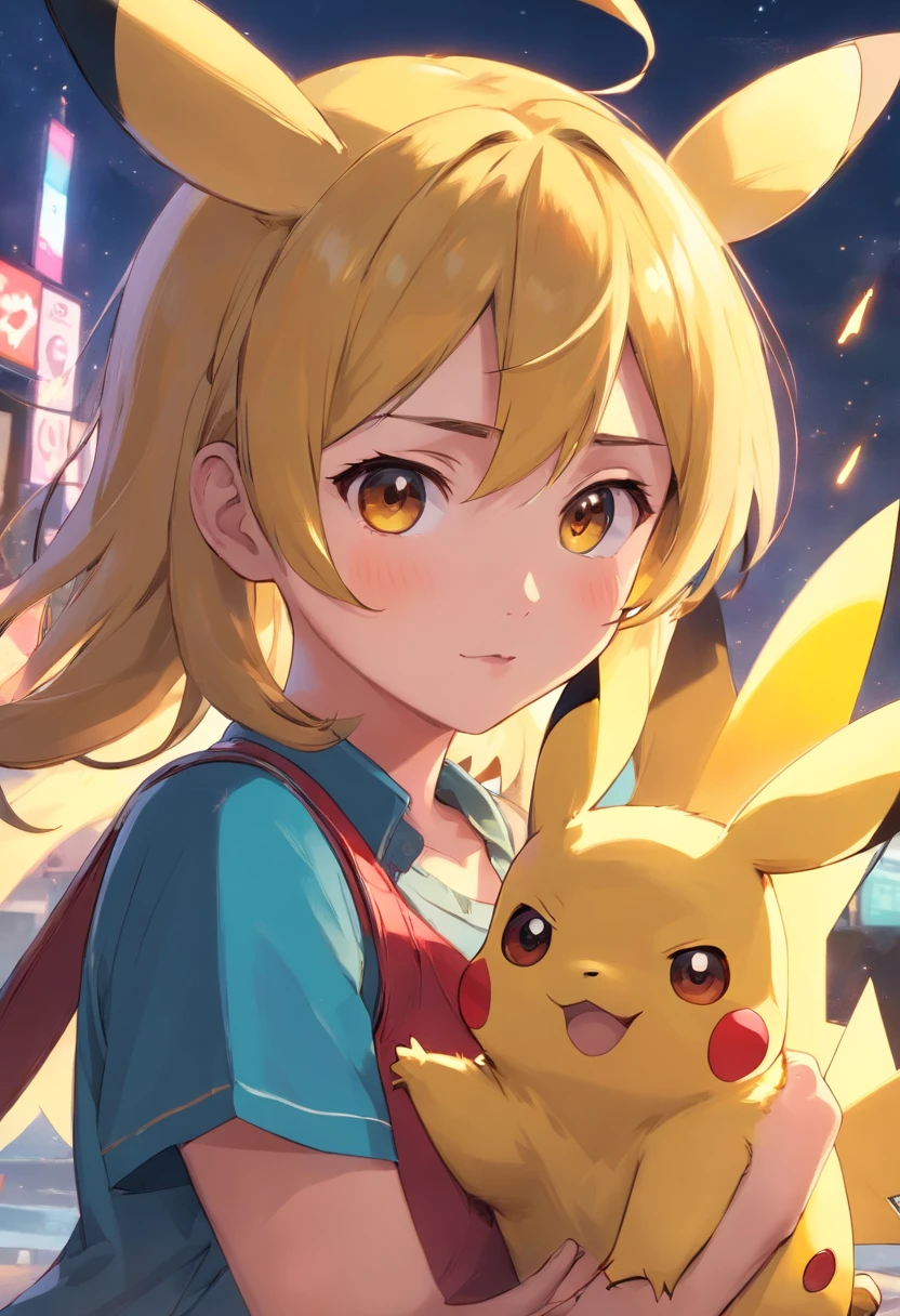 Pikachu is playful and cute,Lively and agile,Yellow soft hairs,Red blush,sparkling big eyes,Cute little pointy ears