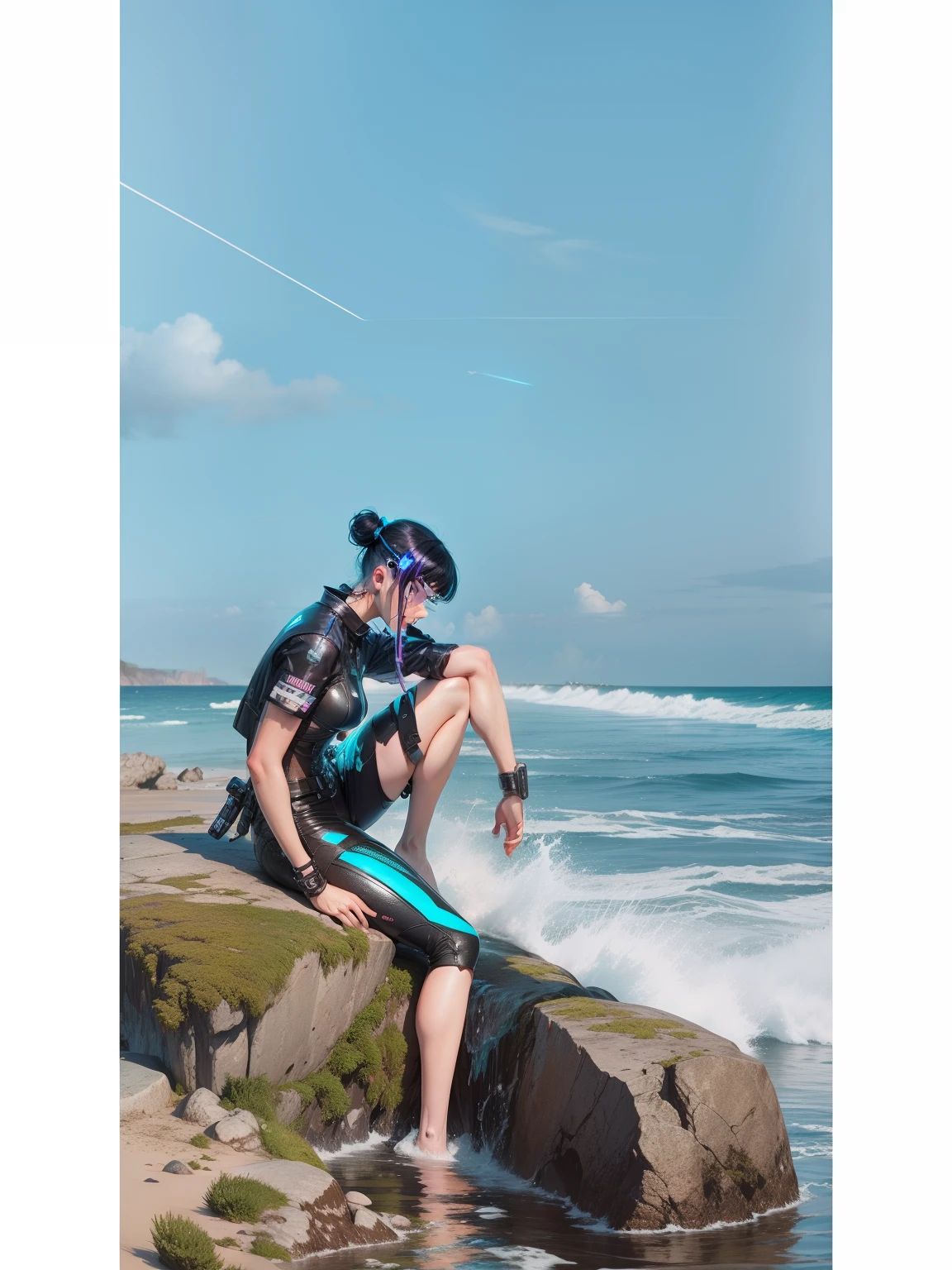 Change background into cyber punk , change Ocean color into black water