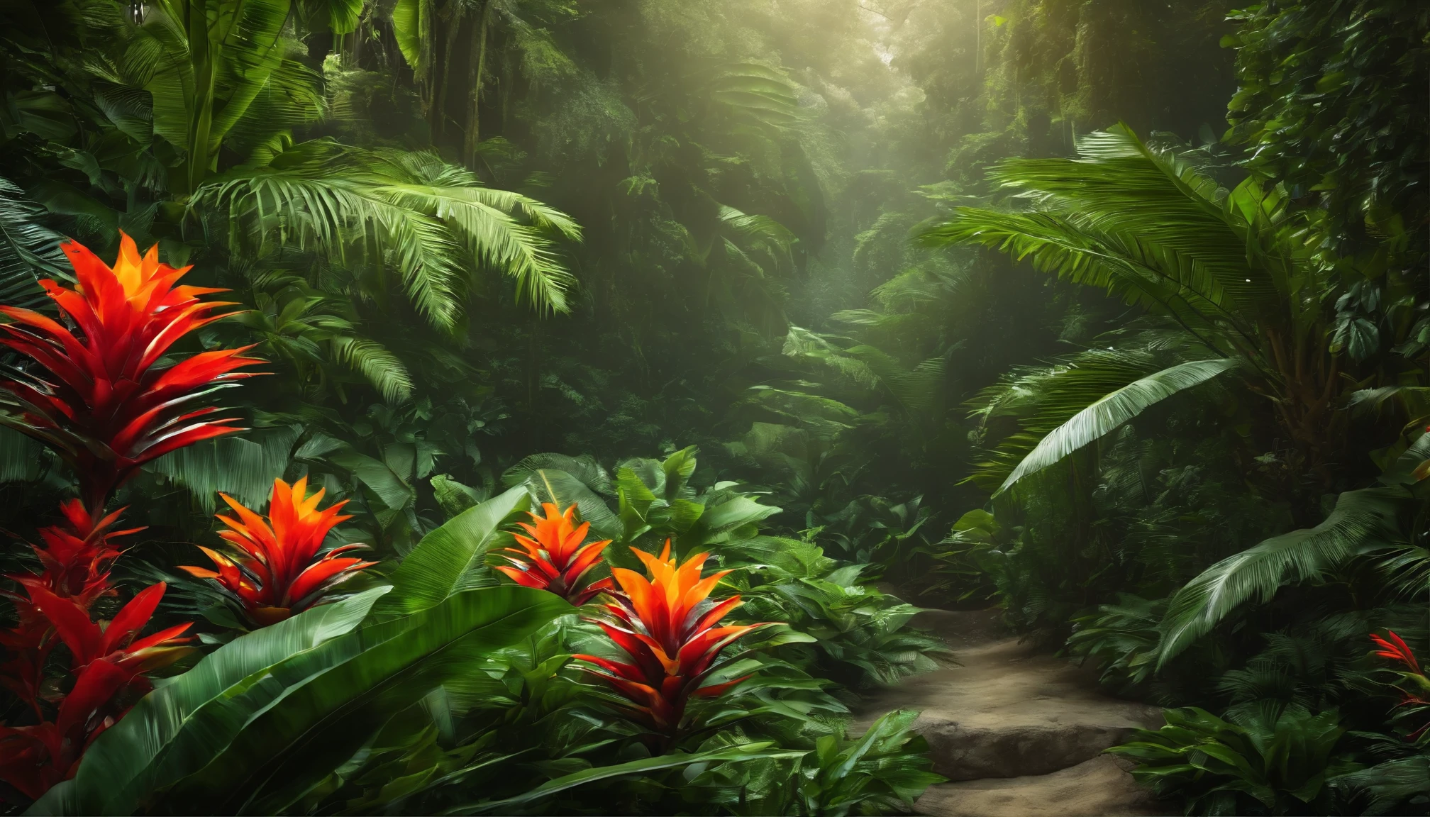 Tropical Plants, tropical rainforest, (Photorealsitic:1.4), top-quality, masterpiece, ultra-detailliert, Raw photo