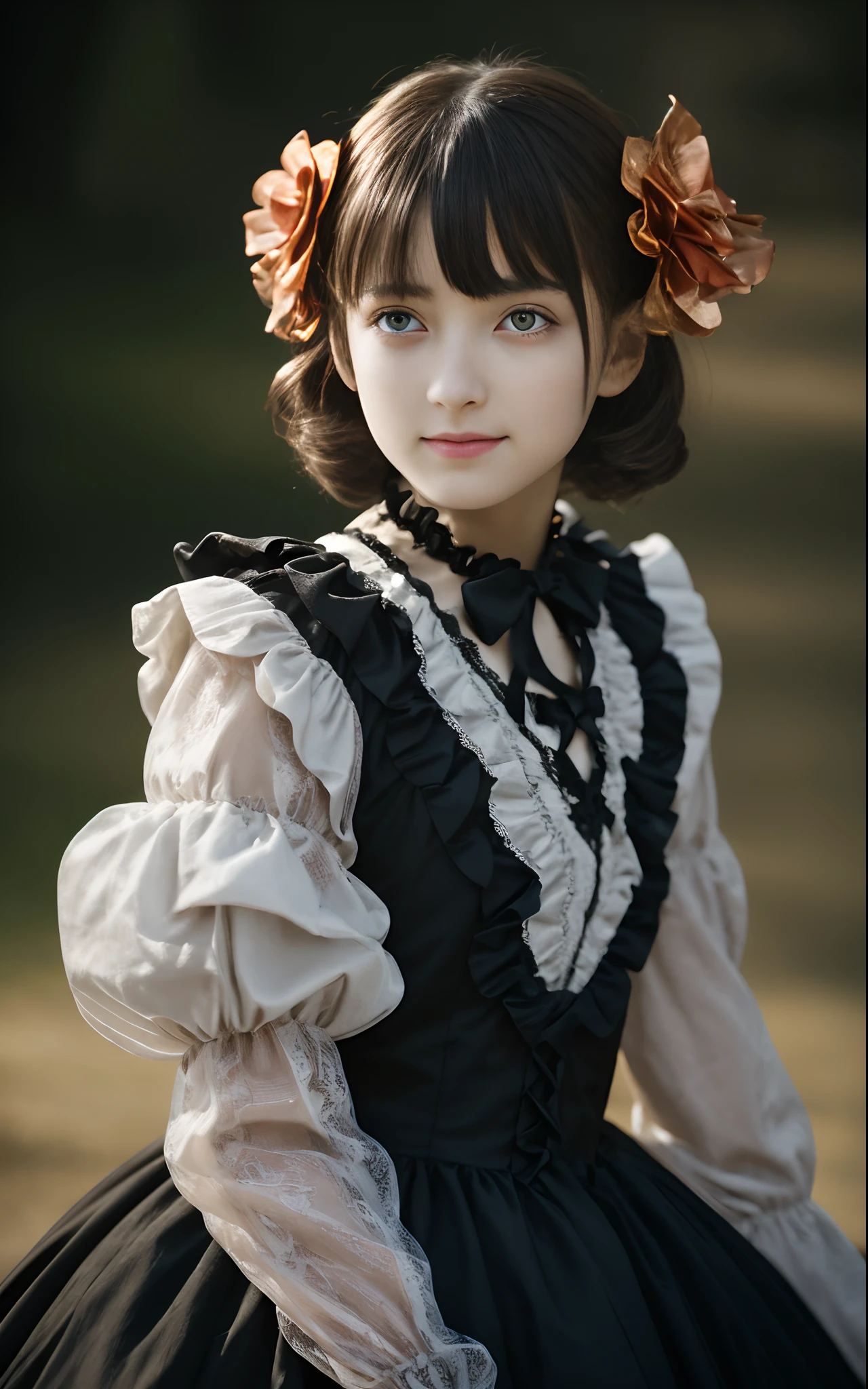 kawaii it chi innocent ankle-biter 1girl 8yo, star-shaped pupils small_star symbol in the pupils and iris, ((skindantation)) ((flat chest)) +++, extremely detailed character, (an extremely delicate and beautiful), solo focus, straight-on, dramatic angle, depthoffield, (expressionless languorous cute, beautiful detailed eyes lower eyelashes eyelashes, intricate:1.3 ((Gothic Lolita)) ((Frilled)) dress,skirt, Headdress, bowknot, (((hair ornament))), hair flower, eyeliner skindantation black fishnet_pantyhose, garter straps, Lace, cross-laced footwear, frilled blouse ribbon-trimmed sleeves), bloomers [background(building architecture, stained glass ((gothic architecture)) church, (castle), [fantasy])] stained glass candlestick chain iron prison, St. Peter's Basilica, vachican, portrait , +++ 
blue eyes, 
deep amber hair, 
short hair , 
twin ponytails, 
streaked hair , 
blunt bangs, 
sideburns , 
kind smile, 
nose blush , 
head_tilt standing  
+++, +++ extremely quality extremely detailed deep-silky-healthy-lackwarm-foundational-soft-skin high resolution, contrapposto glow shine like opal magnificent photo realistic ray trace depth of field hiqcgbody ++ Faint lips,UC:realistic, cinematic lighting cinematic angle Girl at the front dynamic pose