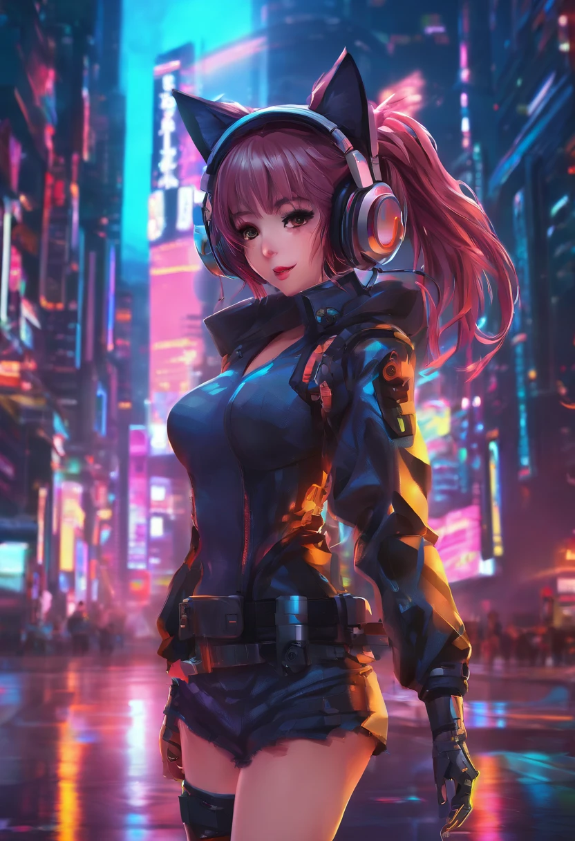 anime girl in futuristic outfit with cat ears and headphones, cute cyborg girl, digital cyberpunk anime art, cyberpunk anime girl mech, female cyberpunk anime girl, cyberpunk anime girl, beutiful girl cyborg, perfect android girl, anime cyberpunk art, portrait anime space cadet girl, dreamy cyberpunk girl, digital cyberpunk - anime art, girl in mecha cyber armor, cyberpunk beautiful girl