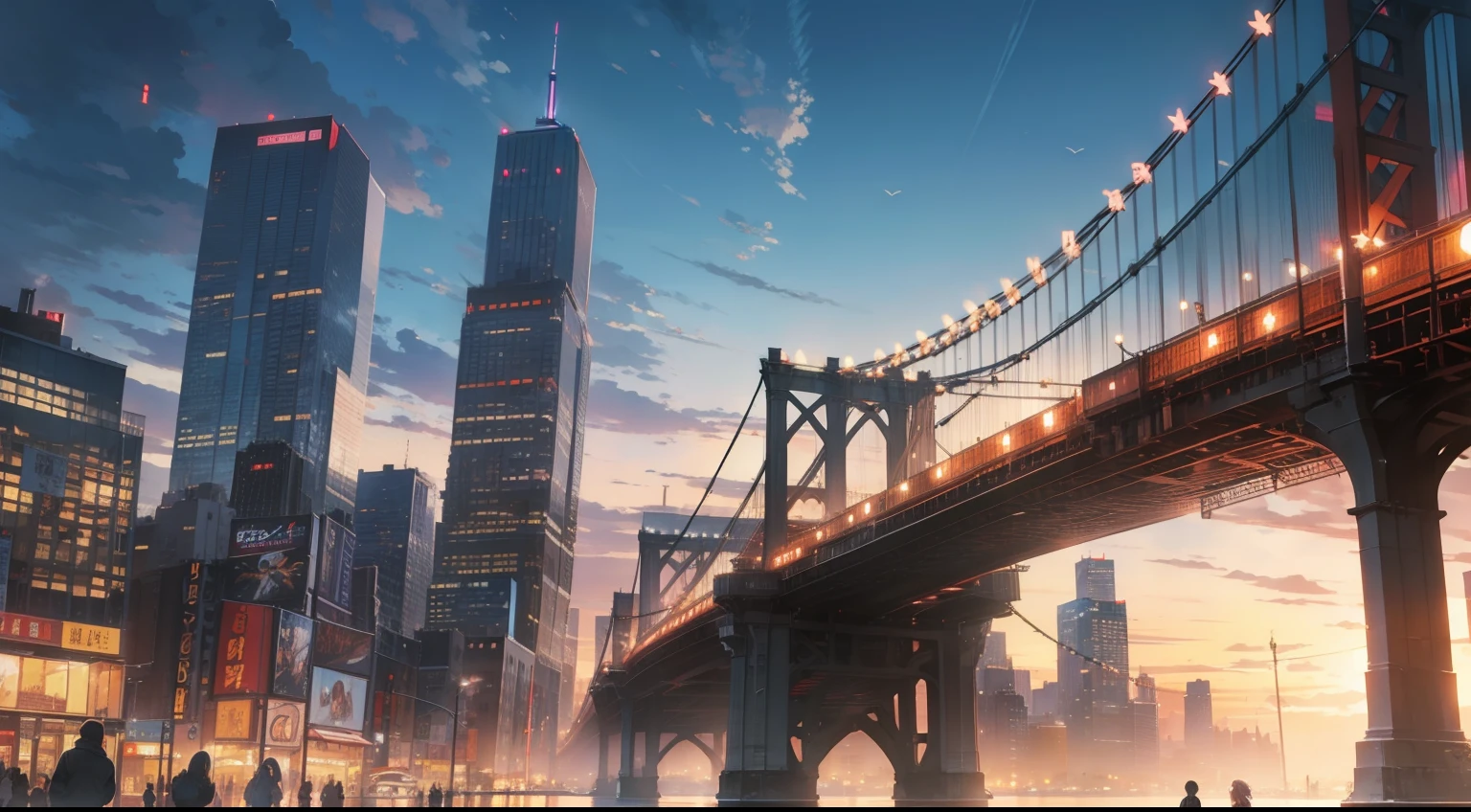 (masterpiece, best quality) landscape anime, anime art style, new york city