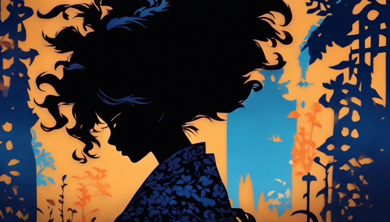(Silhouette Art,cutouts:1.6)
(((Paper cutting art,A world where only black exists:1.3)
(Cowboy Shot),1 girl,Solo,
(Kimono Girl,profile:1.2),white, Clear and beautiful face,
BREAK
(Deep Blue Heart)
Textured glass background,