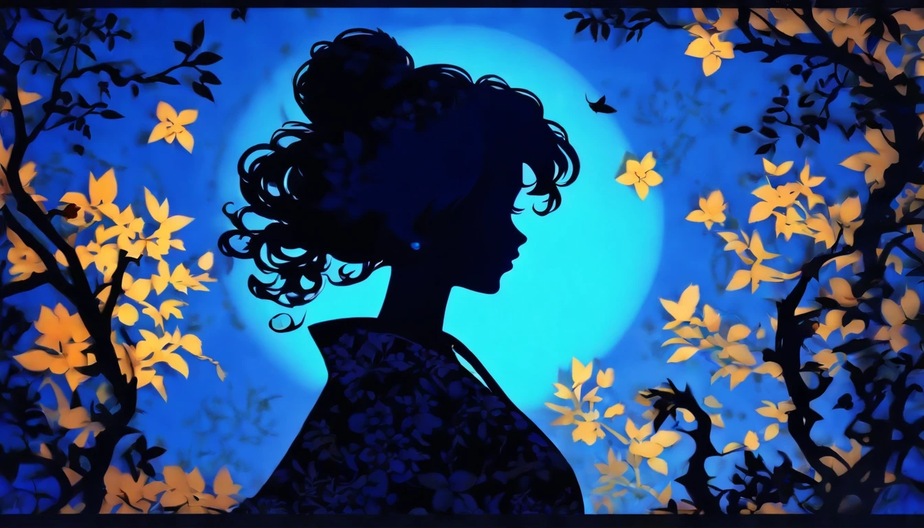 (Silhouette Art,cutouts:1.6)
(((Paper cutting art,A world where only black exists:1.3)

(Cowboy Shot),1 girl,Solo,
(Kimono Girl,profile:1.2),white, Clear and beautiful face,

BREAK
(Deep Blue Heart)
Textured glass background,