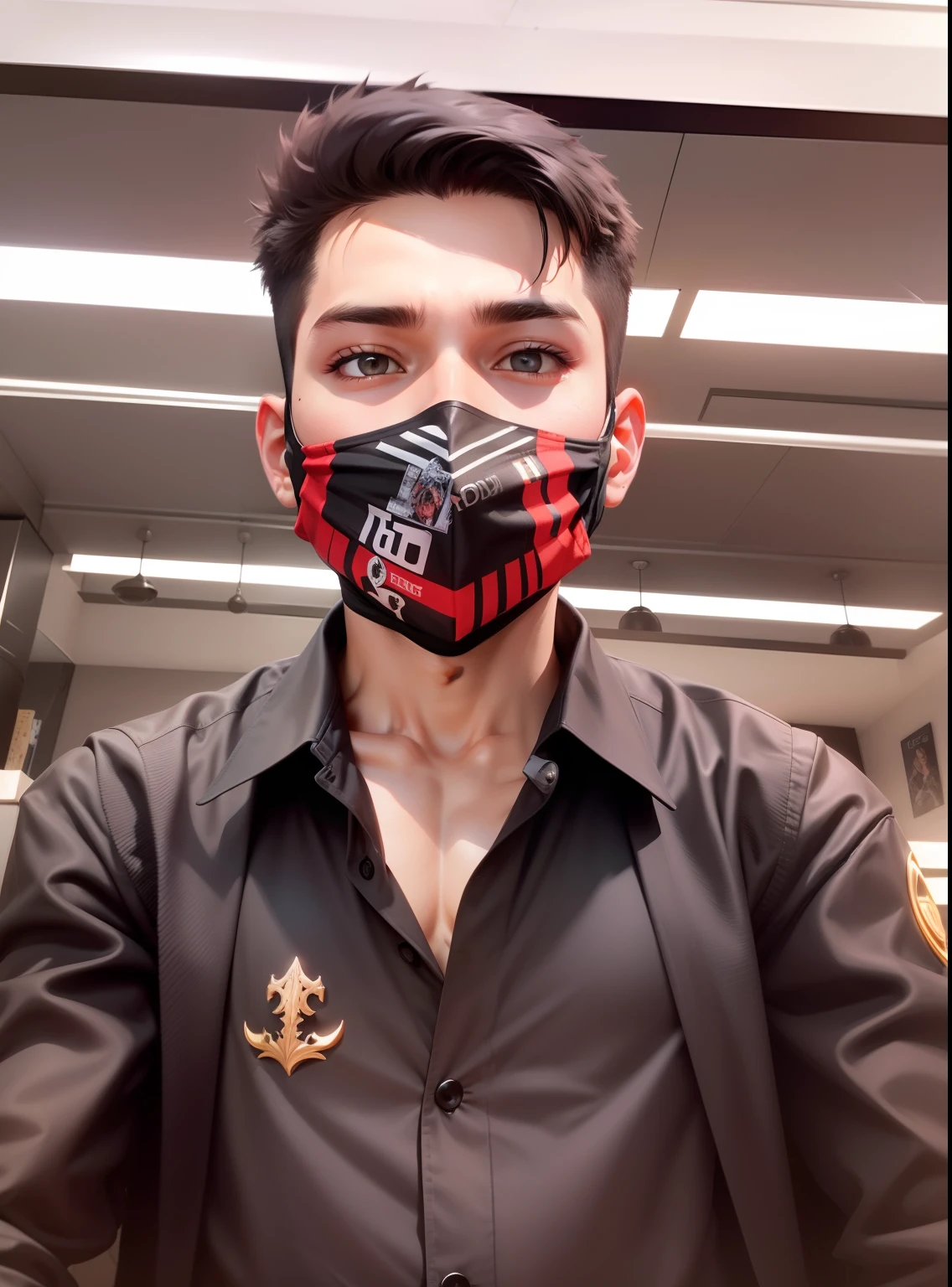 A Boy with black mask on his face , most handsome boy, smart look, Game character, boy with attitude on his eyes , beautiful look with high detail 4k