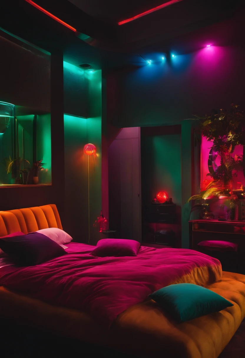 Home space, neon bedroom