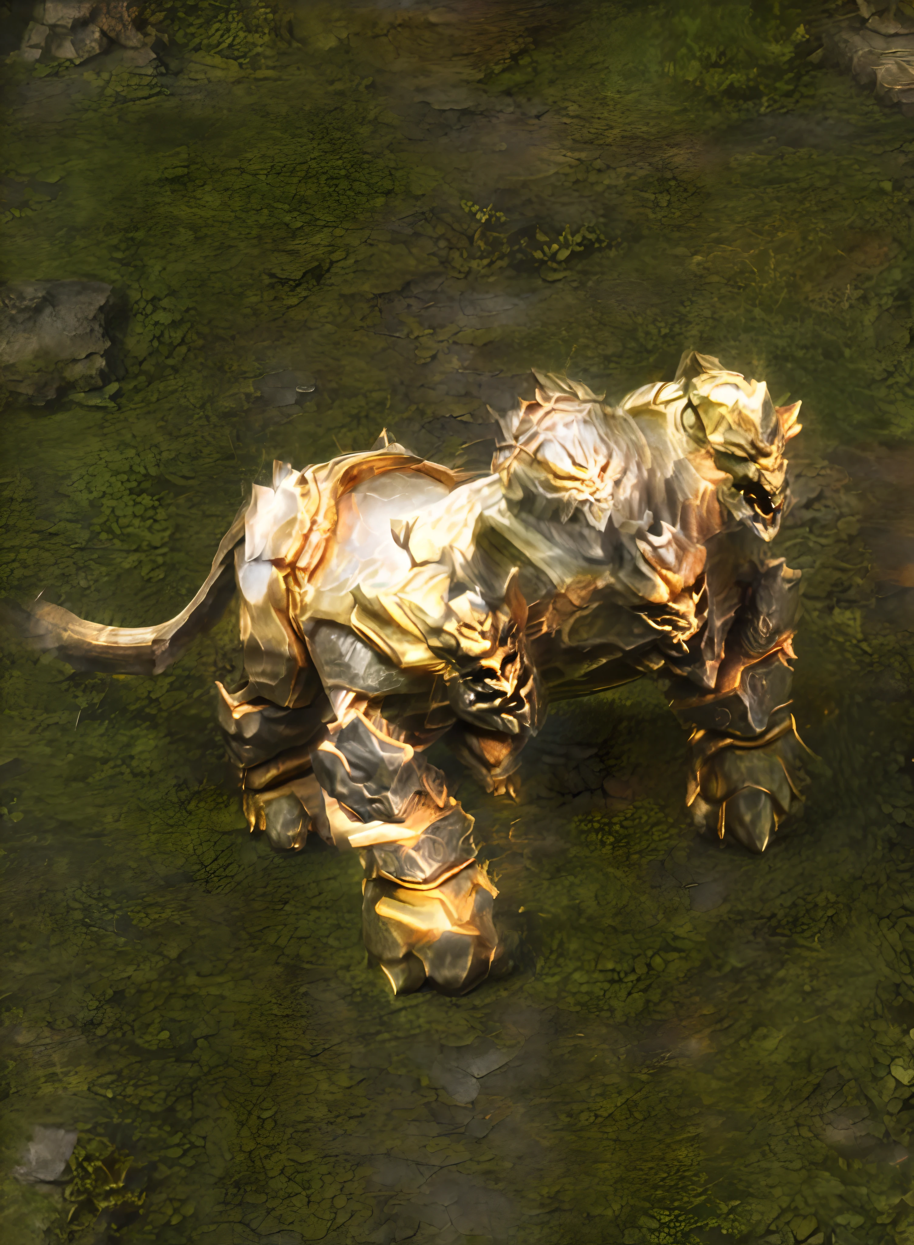 There is a statuette of a dog wearing a golden helmet, male centaur centaur chimera, golden and copper shining armor, a minotaur wolf, minotaur from path of exile, scales skin dog, the golden cat armor knight, heavy white and golden armor, wearing golden cat armor, tauren, Light gold armor