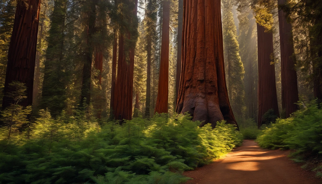 Sequoia Forest, Looking up at the trees, (Photorealsitic:1.4), top-quality, ​masterpiece, ultra-detailliert, Raw photo, natural soft light