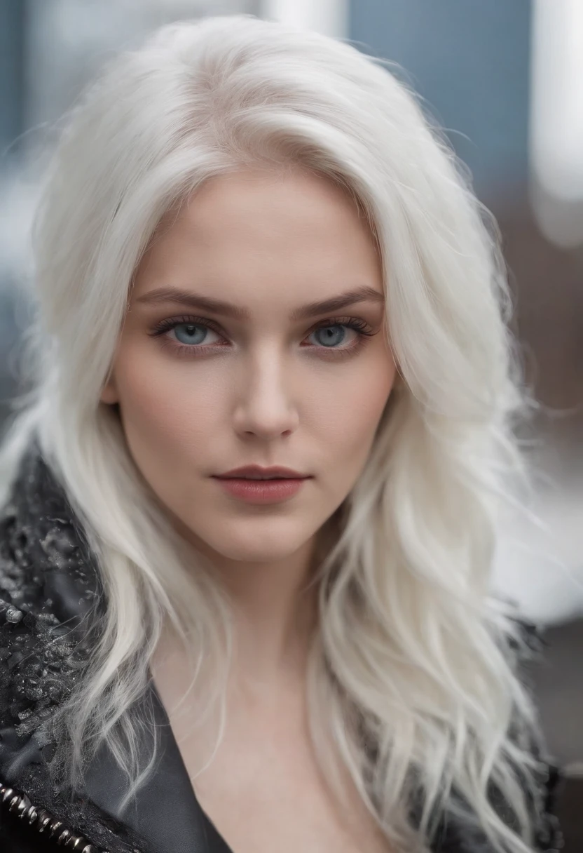 Bionic Man，prosthesis，Scar，Beautuful Women，Electronic eye，white color hair，murderous，icy，Cold，wind coat，cyber punk perssonage，delicated