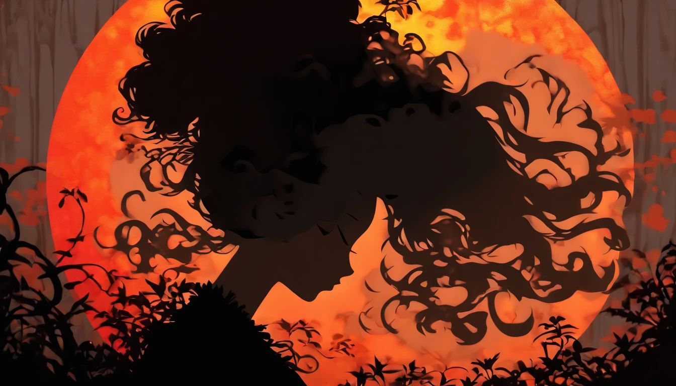 (Silhouette Art,cutouts:1.6)
(((Paper cutting art,A world where only black exists:1.3)

(Cowboy Shot),1 girl,Solo,
(Kimono Girl,profile:1.2),white, Clear and beautiful face,

BREAK
(Dark gray moon)
Textured glass background,