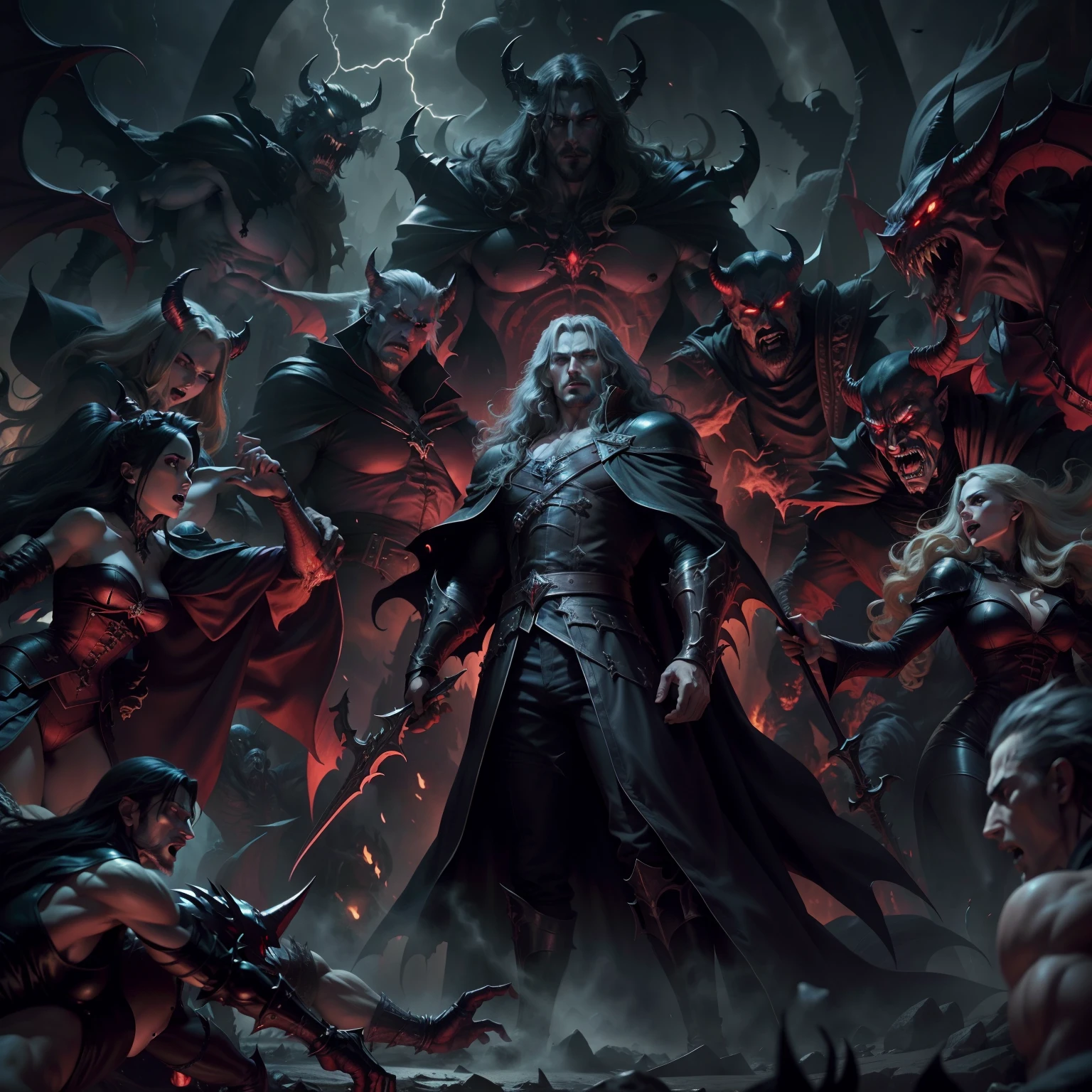 Castlevania Lord of the Shadows hyper realistic super detailed Dynamic shot masterpiece cinematic scene scenes movie Epic Legendary Lord Dracula leading troops of army demons into battle against humans hyper realistic super detailed Dynamic shot centerpiece Closer zoom shot