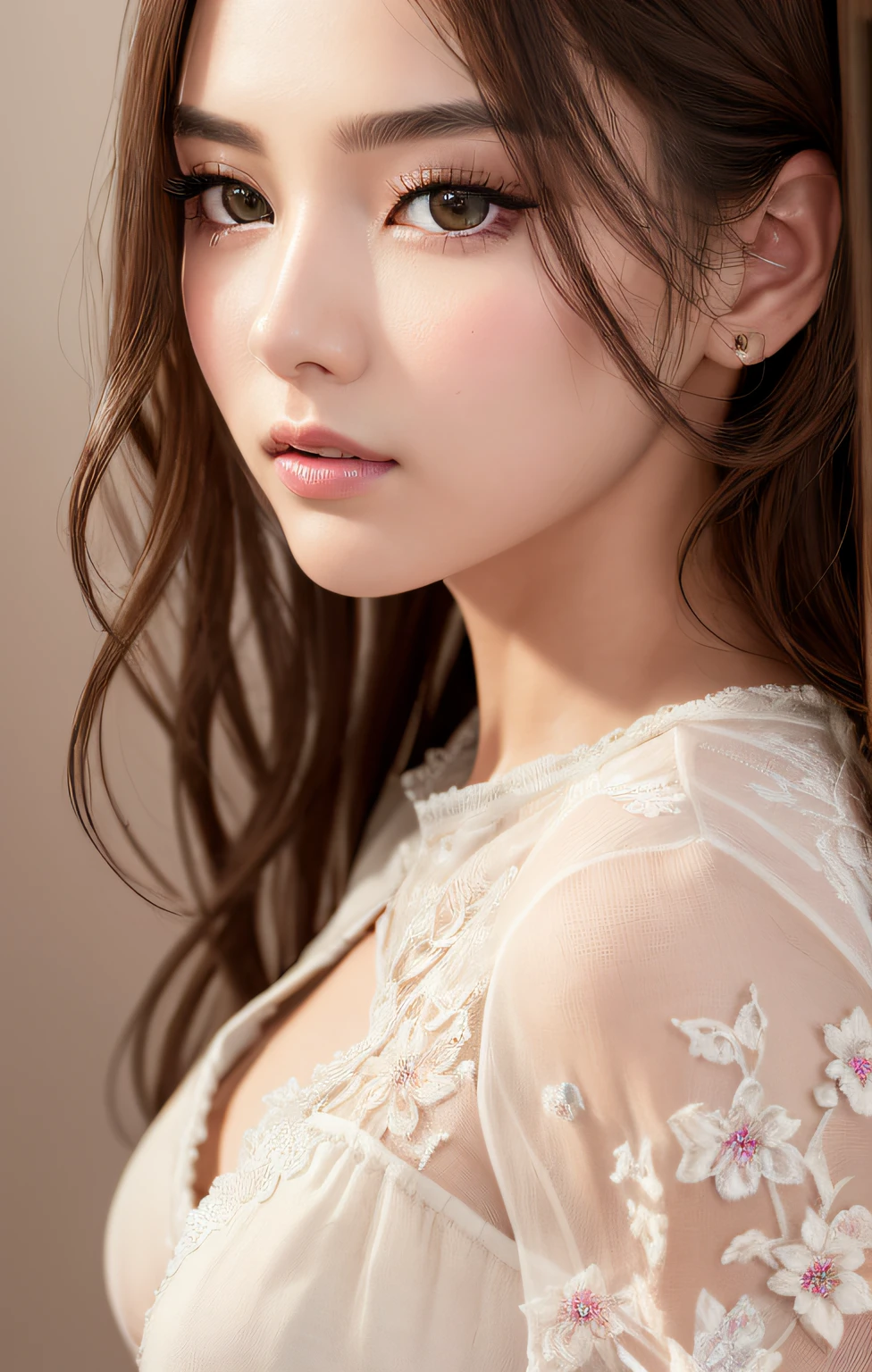 ultra-detailliert、hight resolution、ighly detailed、a beautiful detailed girl、extremely detailed eye and face、beatiful detailed eyes、Facial light、best qualtiy、​masterpiece、illustratio、extremely delicate and beautiful、8K Wallpapers、exquisitedetails、Model shooting in the studio、Casual fashion、Brown eyes、FULL BODYSHOT