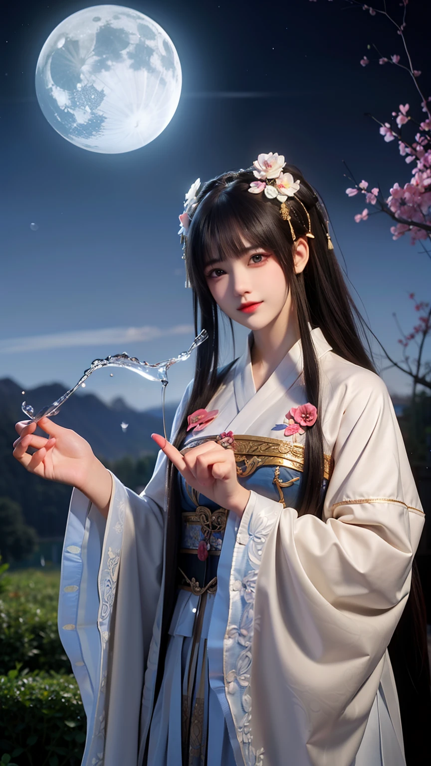 (8k, RAW photo:1.2), best quality, ultra high res,dramatic angle,(fluttered detailed color splashs), (illustration),(((1 girl))),(long hair),(rain:0.9), (头饰:1.4),少女身边有一座古宫,汉服,(重点),彩色水墨画,(泼彩),泼彩,(((colorful))),(素描:0.8) , Masterpiece, best quality, beautiful painted, highly detailed,(denoising:0.6),[splash ink],((ink refraction)), (beautiful detailed sky),moon,highly,detaild,(masterpiece, best quality, extremely detailed） CG unity 8k壁纸，杰作，最好的质量，超详细），（石蒜），制服
