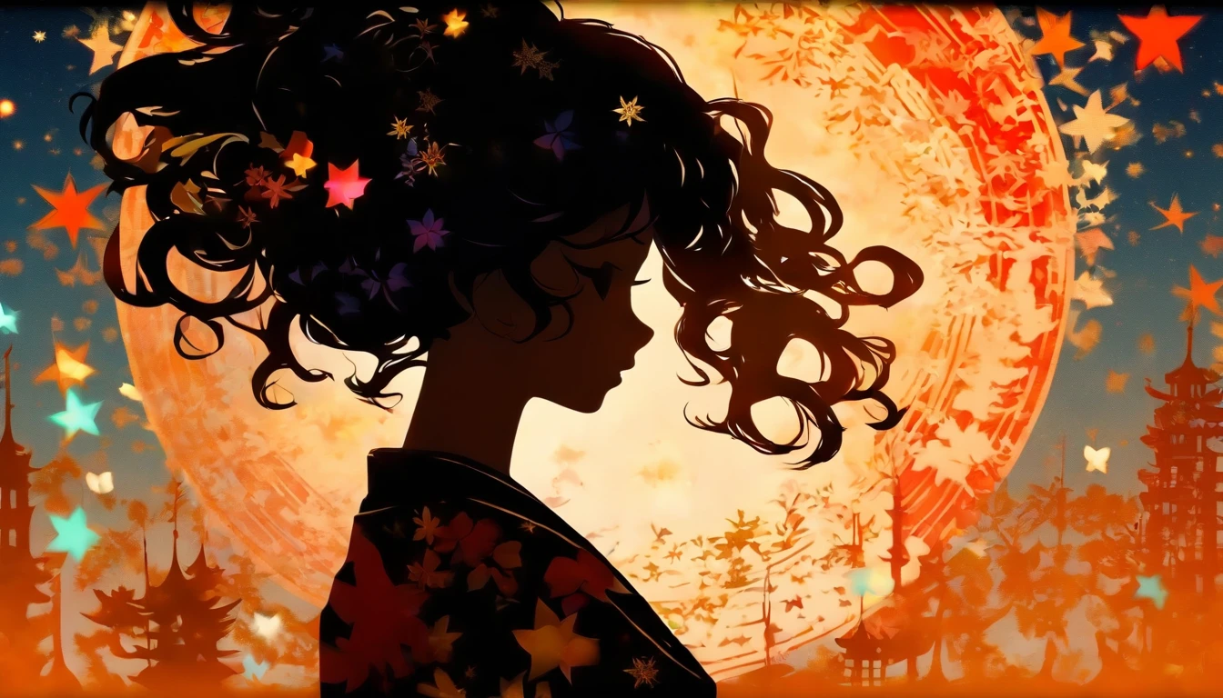 (Silhouette Art,cutouts:1.6)
(((Paper cutting art,A world where only black exists:1.3)

(Cowboy Shot),1 girl,Solo,
(Kimono Girl,profile:1.2),white, Clear and beautiful face,

BREAK
(Pale Milky Way)
Textured glass background,