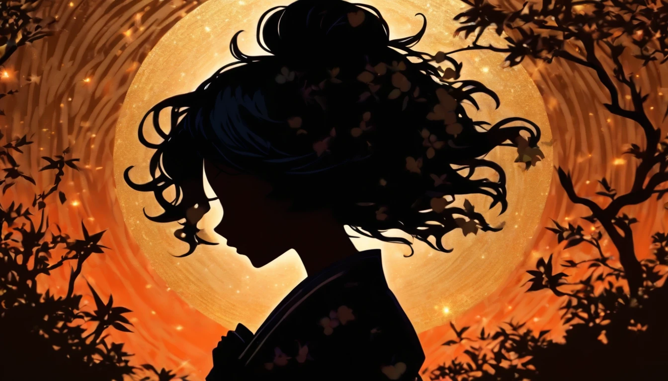 (Silhouette Art,cutouts:1.6)
(((Paper cutting art,A world where only black exists:1.3)
(Cowboy Shot),1 girl,Solo,
(Kimono Girl,profile:1.2),white, Clear and beautiful face,
BREAK
(Pale Milky Way)
Textured glass background,