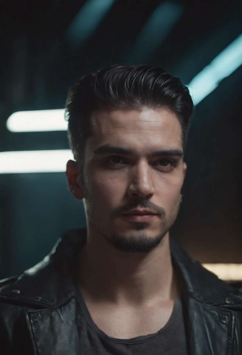 Cambiar fondo cyberpunk chico guapo vomitando veneno negro de su boca, cara realista, 8k, ultra realista,