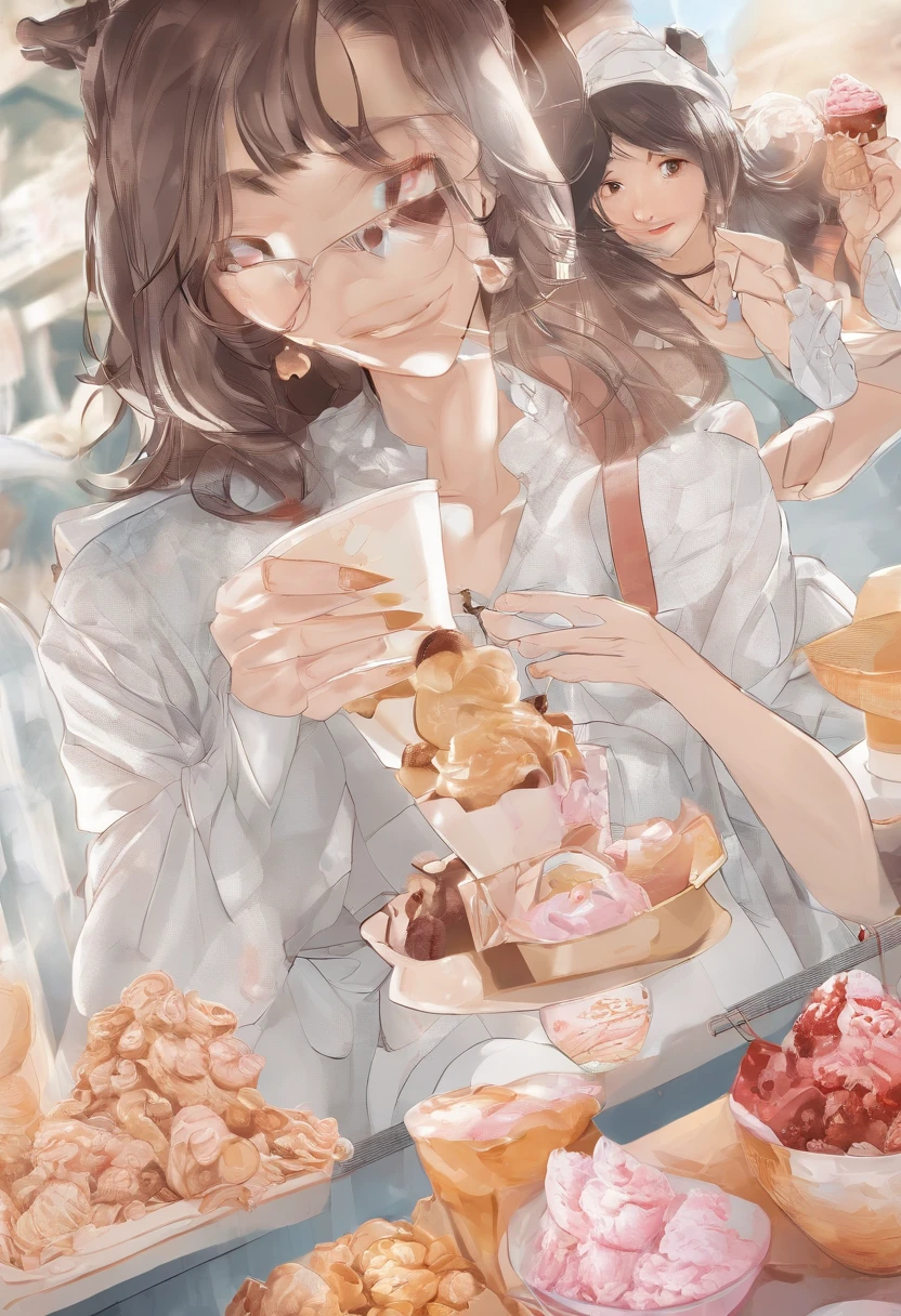 A supermodel who loves ice cream,Fashionab,Adventures,Manhwa Style,Storyboard,Masterpiece, ultraclear, extreme hight detail