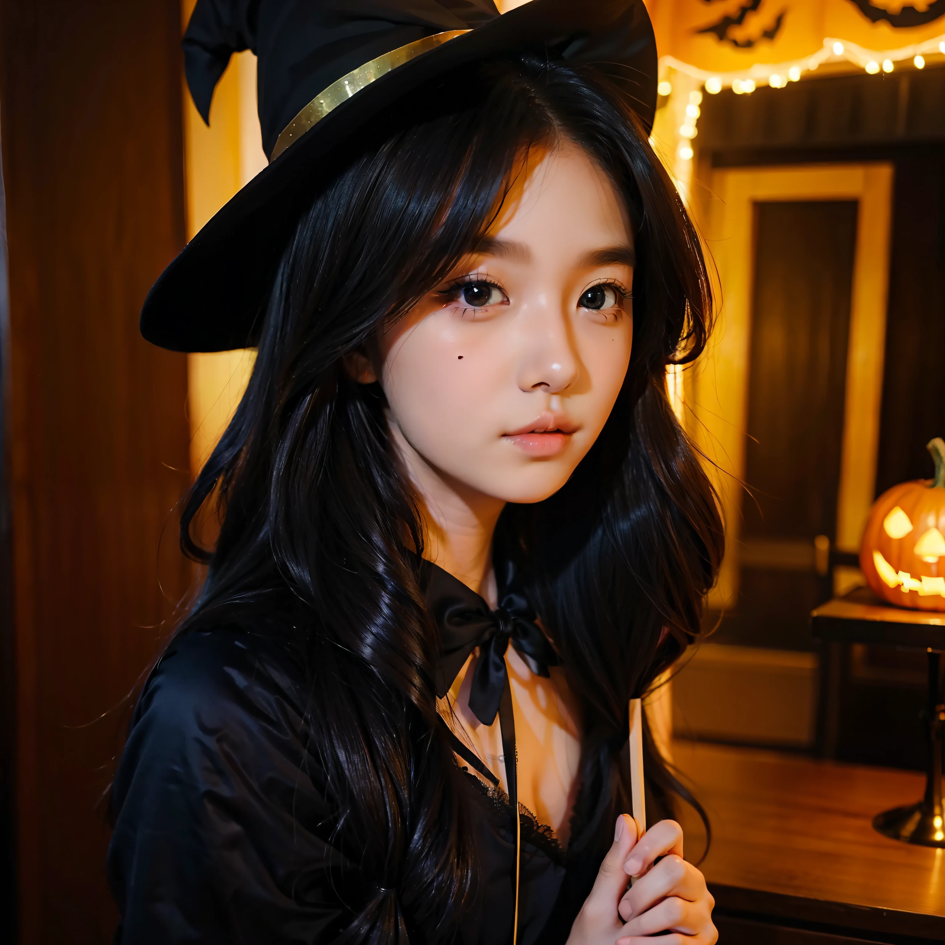 (One girl:1.5)、、a beauty girl、Halloween Costume、Witch Costume、kawaii、HDTV、hiquality、Super beautiful、Super masterpiece、Beautiful skin、