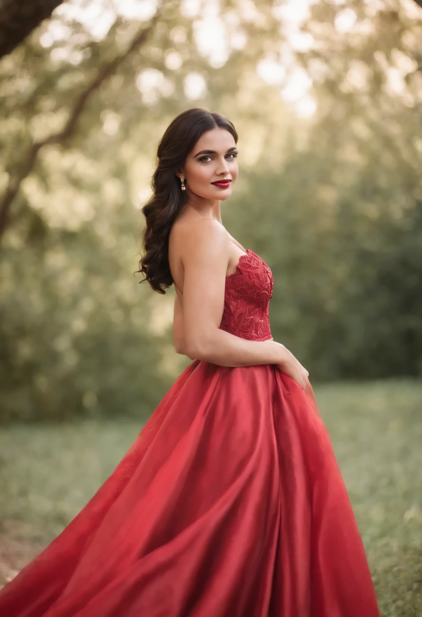 novinha usando vestido vermelho, vestido ornamentado vermelho, mulher negra , usando um vestido brasileira, beleza estonteante, mulher deslumbrante, Tema vermelho cabelo ondulado, mulher brasileira