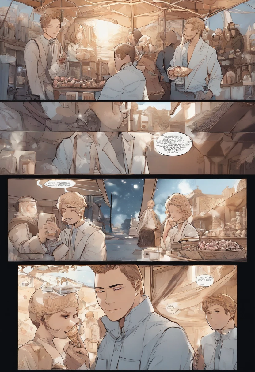 Anthropomorphic ice cream,Adventures,Manhwa Style,Storyboard,Masterpiece, ultraclear, extreme hight detail