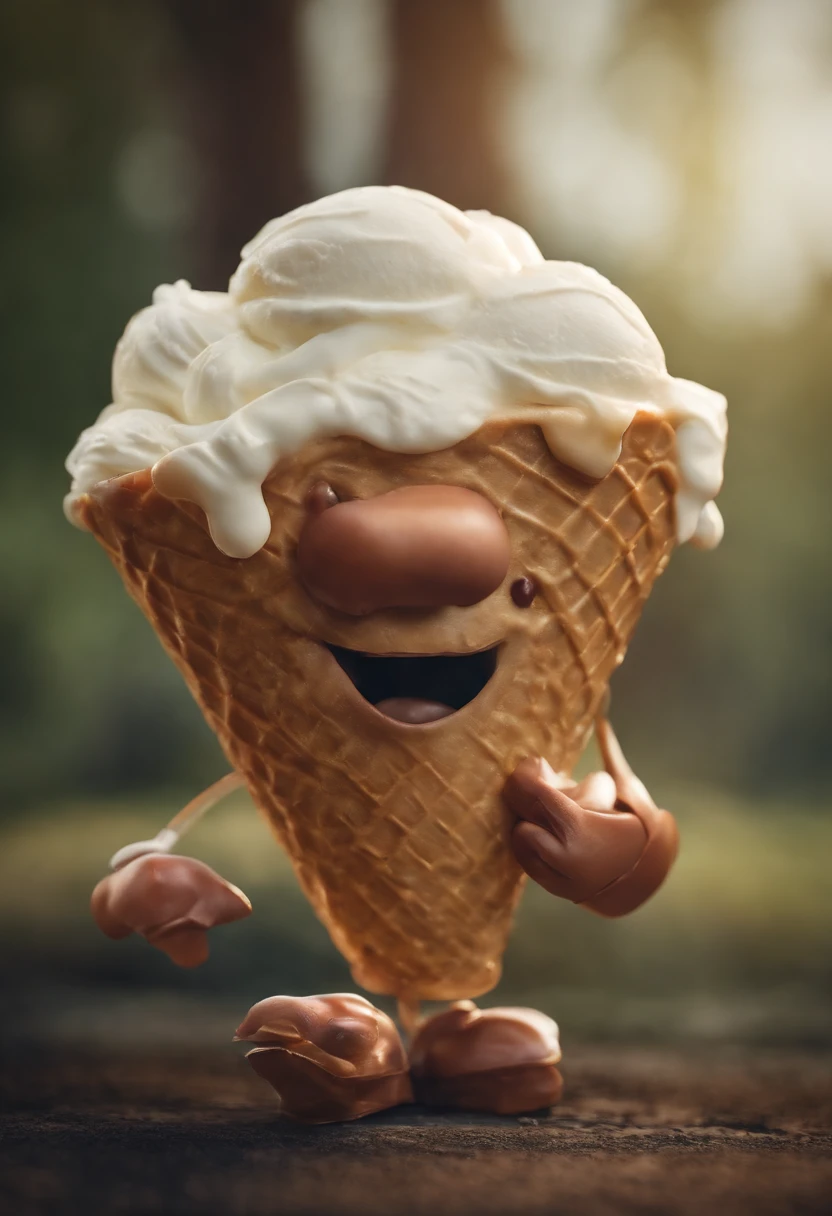 Anthropomorphic ice cream，Adventures，Masterpiece, ultraclear, extreme hight detail