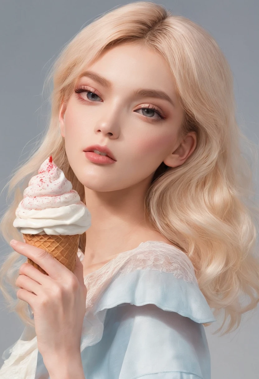 A supermodel who loves ice cream，Fashionab，Adventures，Manhwa Style，Storyboard，Masterpiece, ultraclear, extreme hight detail