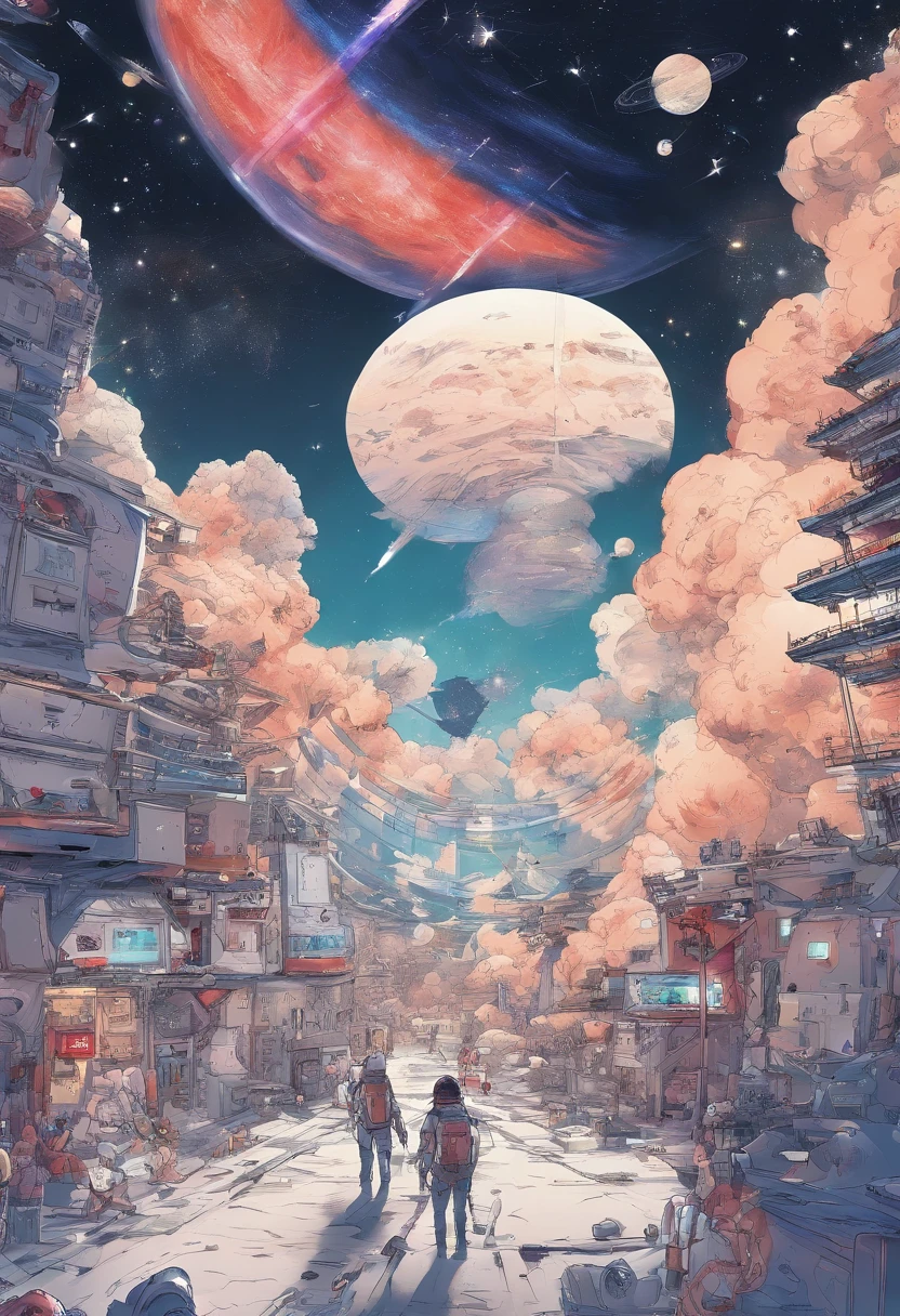 A 宇航员 who loves ice cream，Adventures，Manhwa Style，Storyboard，Masterpiece, ultraclear, extreme hight detail