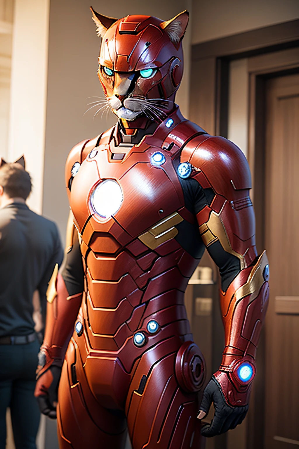a cat in ironman costume ultra realistic