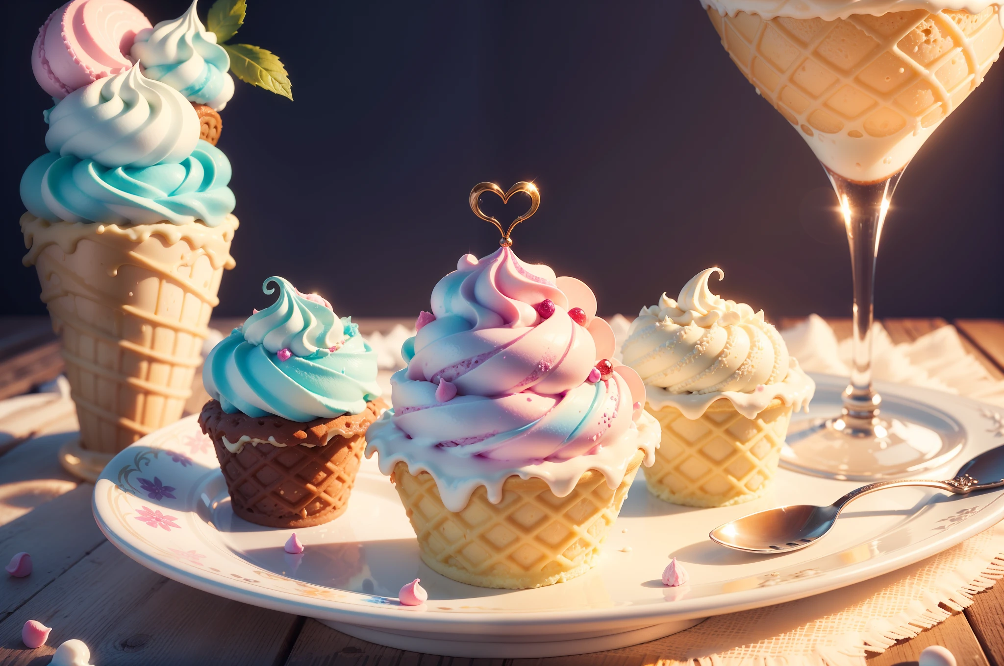 (fancy ice cream, vibrant colors: 1.45), whimsical swirls, delicious, creamy texture, magical toppings, delicious flavors, dreamy atmosphere, joyful experience, indulgence, sweet indulgence, enchanting ice cream, delicious summer treat, irresistible dessert, sugary sweetness , frozen dessert delight, delicious creation, fairy tale inspiration, imagination come true, colorful sprinkles, ethereal beauty, whimsical indulgence, delicious delicacy, delicious flavor blends, enchanting aroma, refreshing delight, artistic presentation, delicious waffle cone, fun textures, creamy indulgence, delicious surprise, delicious concoction, heavenly flavors, dreamy indulgence, imaginative masterpiece, sweet escape, delicious creation