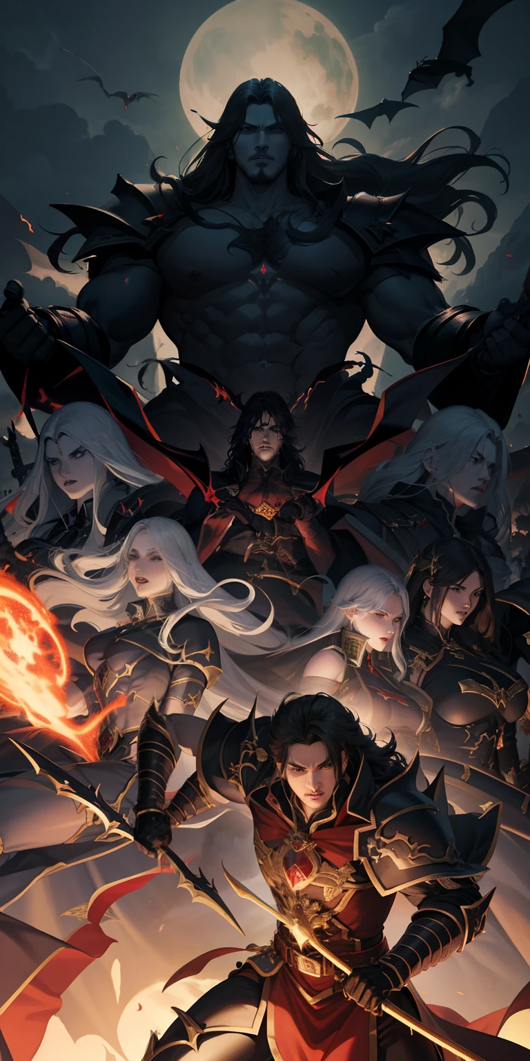 Castlevania Shadow Lord hyper realistic super detailed Dynamic shot masterpiece cinematic scene scenes movie Epic Legendary Lord Dracula leading troops armed with demons into battle War