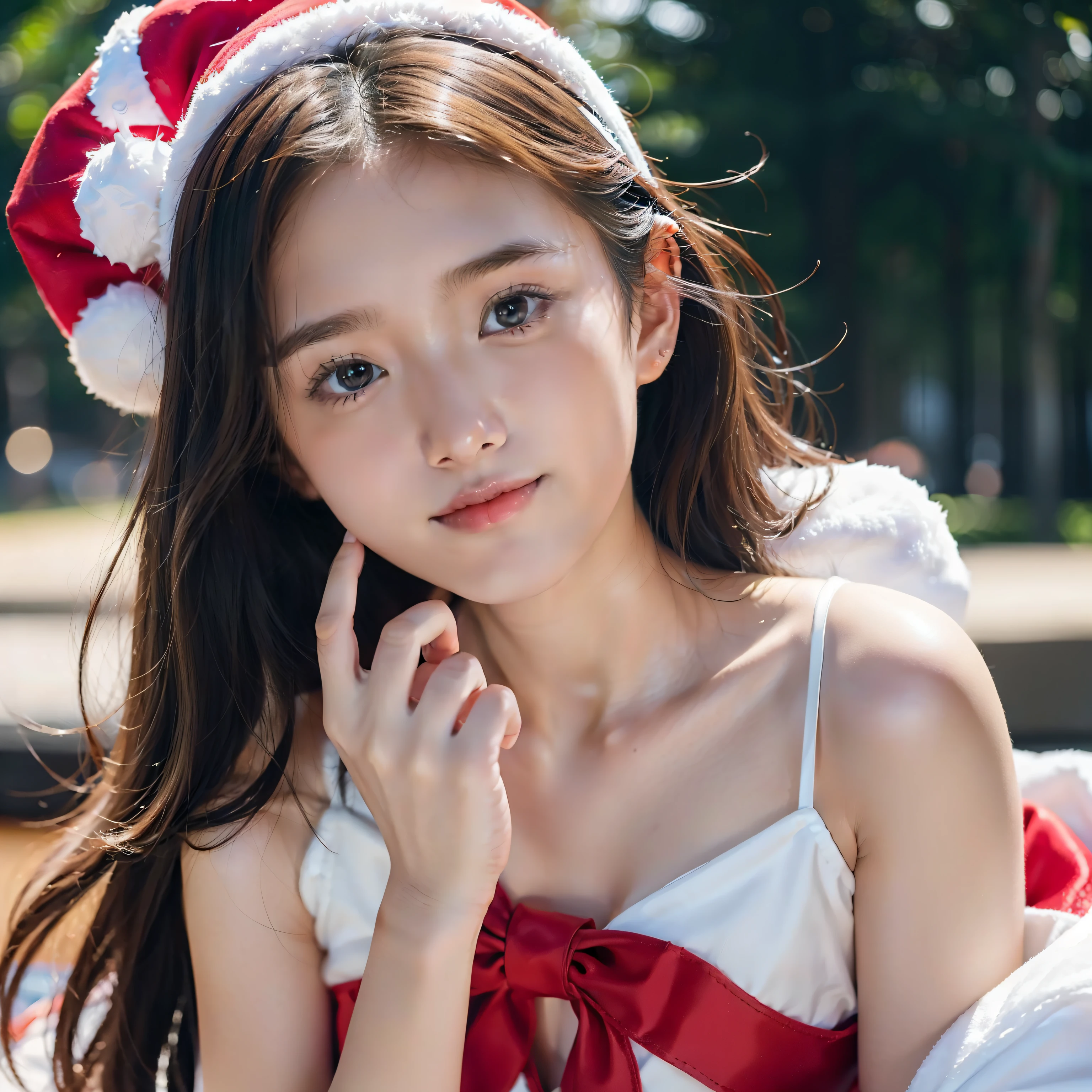 (One girl:1.5)、15yo student、a beauty girl、Christmas Costumes、Santa Claus Costume、kawaii、HDTV、hiquality、Super beautiful、Super masterpiece、Beautiful skin、perfect hand、perfect fingers、8k、A slight smil、