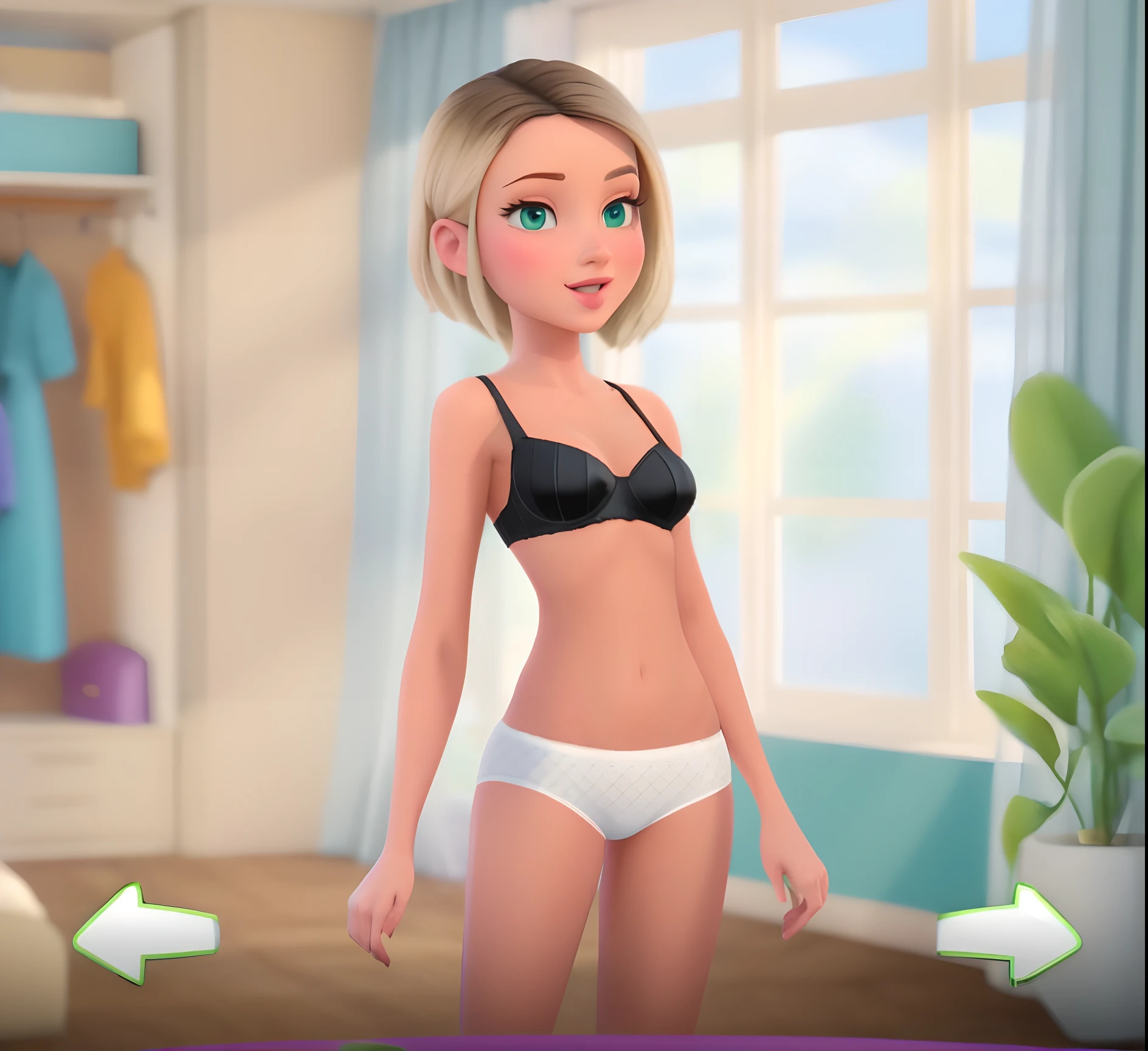 Disney style, a girl in a bra and panties, high definition c4d rendering with bright and clear colors --auto --s2