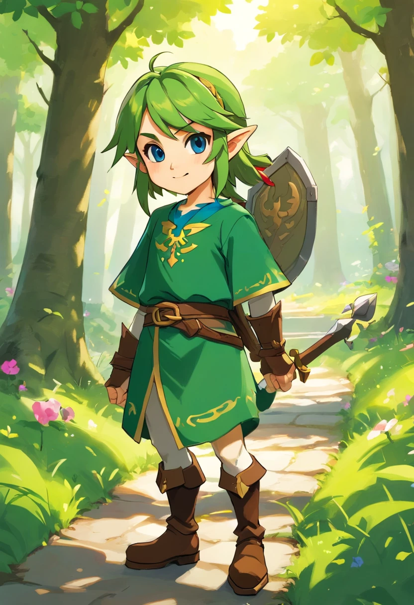 full body, person for the zelda game, the zelda manga, man, zelda character ff, in the style of ian mcque, temmie chang, green stylish vampire costume design, romanticized depictions of wilderness, jean-baptiste monge, science academia, vampire teeth, pointy teeth,