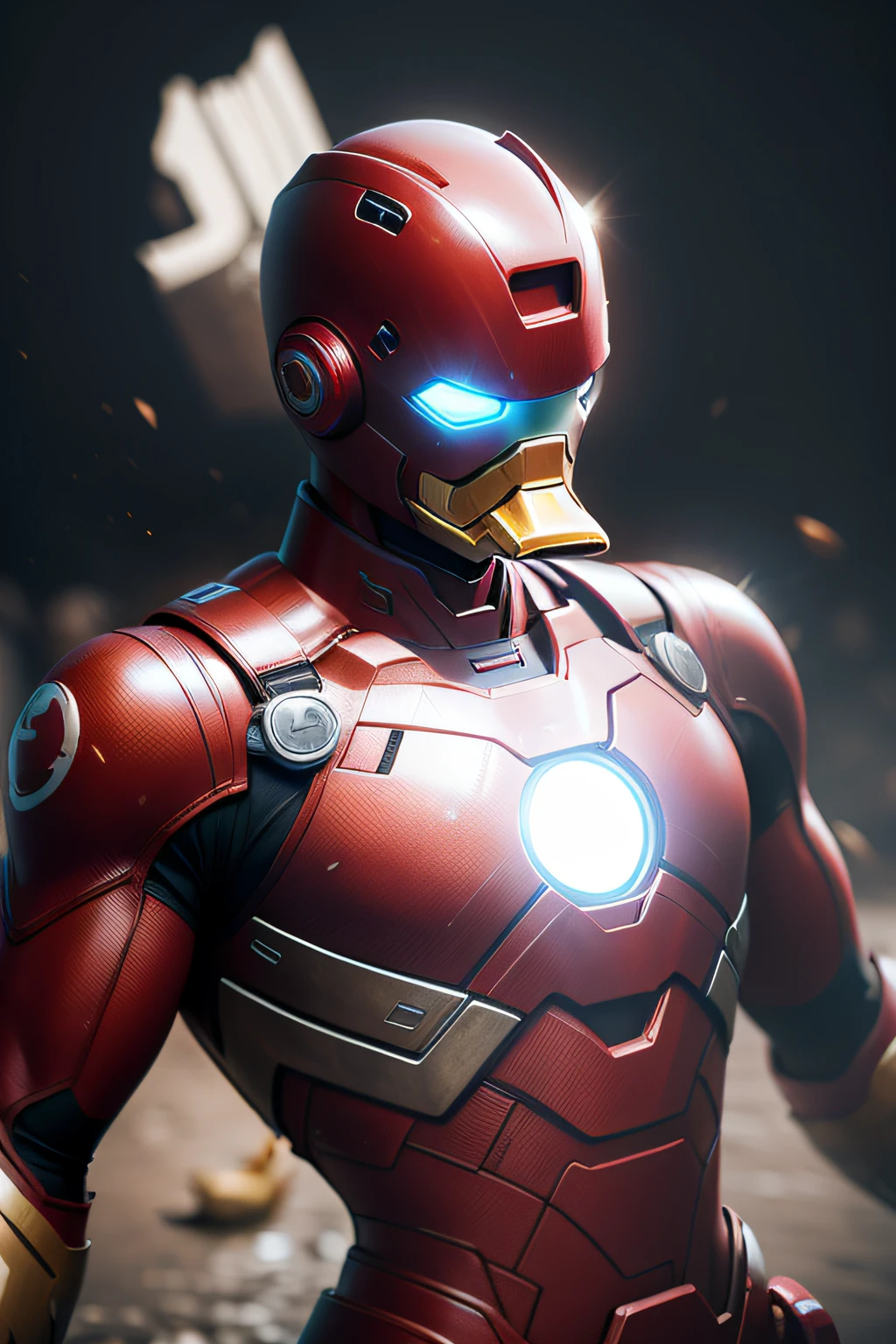 duck in a ironman costume ultra realistic looking portrait image 3d