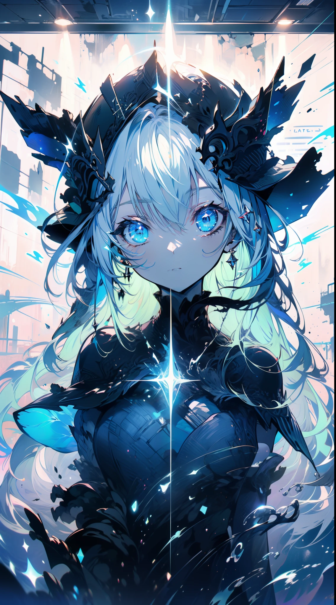 Solo,full bodyesbian,Dark Blue Color dragon,In the clear blue ocean,There are many blue sparks in the background,[(Cyan background color)::10],(Ruins background:1.3),Super Evolution,More powerful,More refined,(grown up:1.3),8K,hyper HD, retinas, Anatomically correct, Textured skin, Super detail, Best quality, A high resolution,(Extremely popular illustration wallpaper),((The mysterious ruins of Atlantis:1.2)),(Underwater game scenes),Ultra-detailed particle detail,((A ray of sunlight shines from the sky:1.3)+(//The right light source:1.6//)),((Forbidden spell text on the wall of the ruins:1.4)),​master piece,midjourney