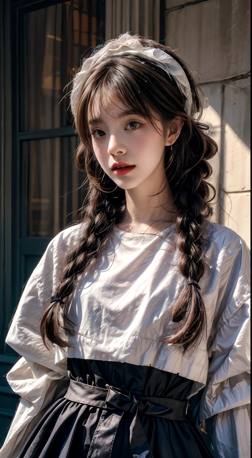 asian woman with long black hair and white top, braid hairstyle, two braid hairstyle, double tail hairstyle, black braid, braid hair, korean girl, beautiful korean woman, gorgeous young korean woman, asian girl long hair, ulzzang, wan cute korean face, long dark braid hair, braid hair