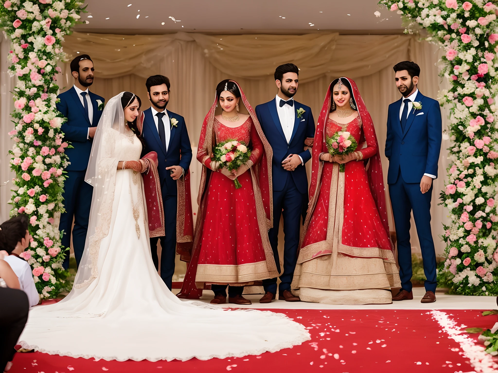 Pakistani couple wedding ceremony in titanic with 15 people's cinematic colors realistic tone natural facees