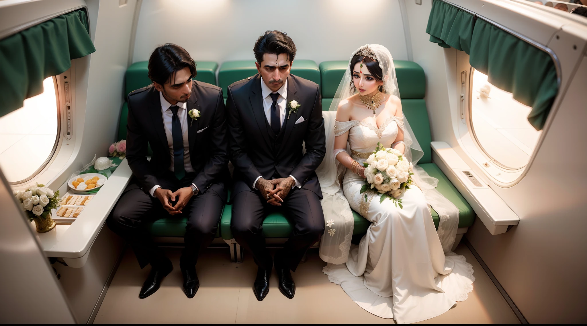 Pakistani couple wedding ceremony in airplane